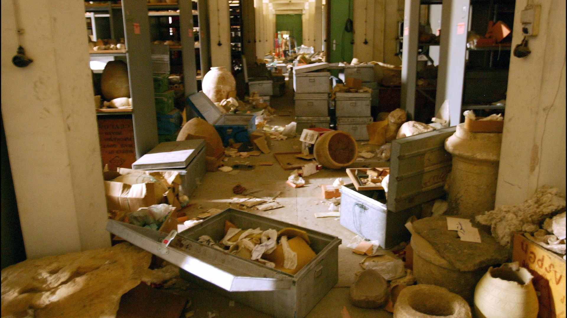 Aftermath of looting at the Archaeological Museum Reserve Collection at the Baghdad Museum, April 12, 2003.