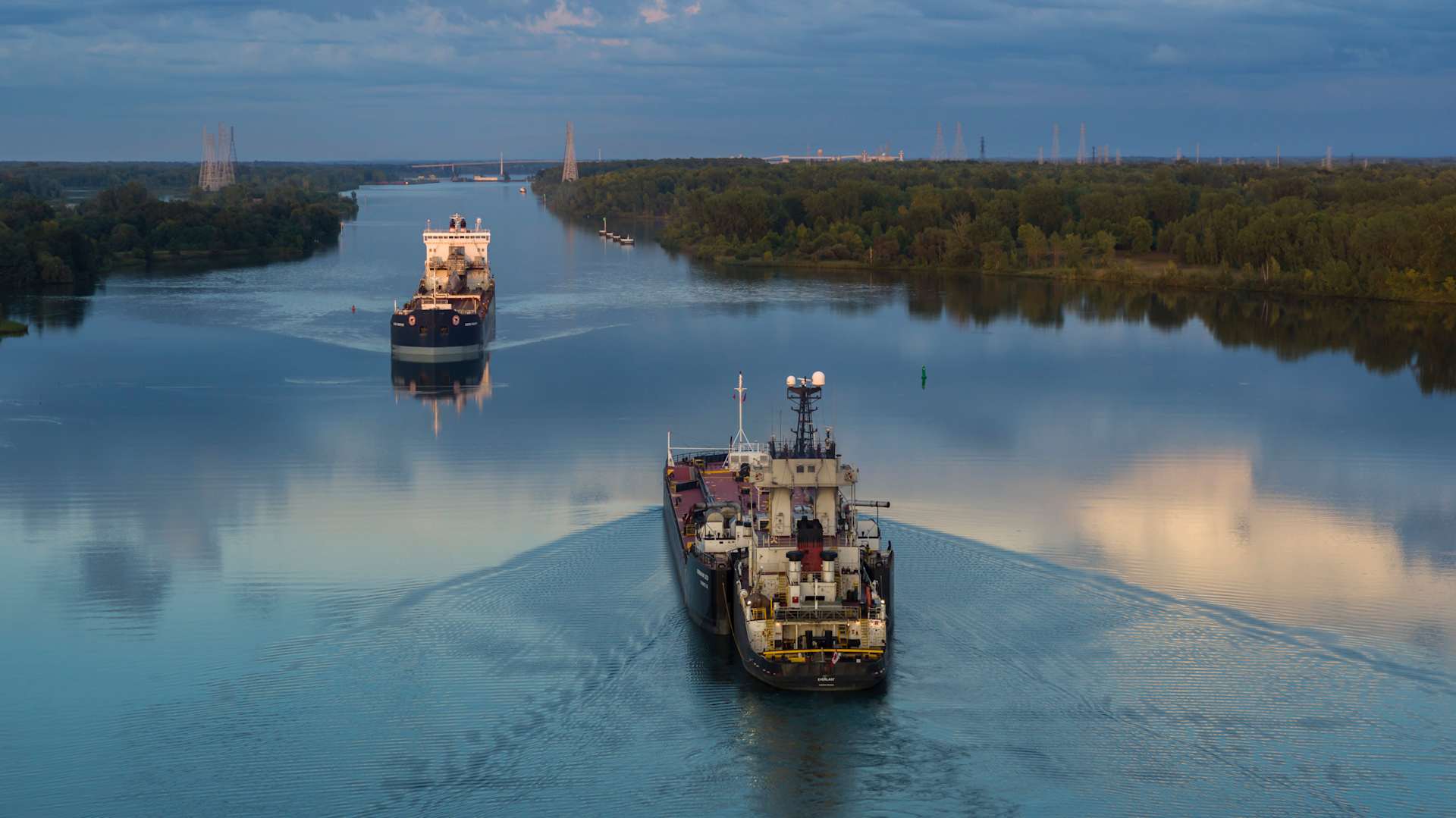 Commercial Freight Ships, St. Lawrence Seaway, Massena, New York