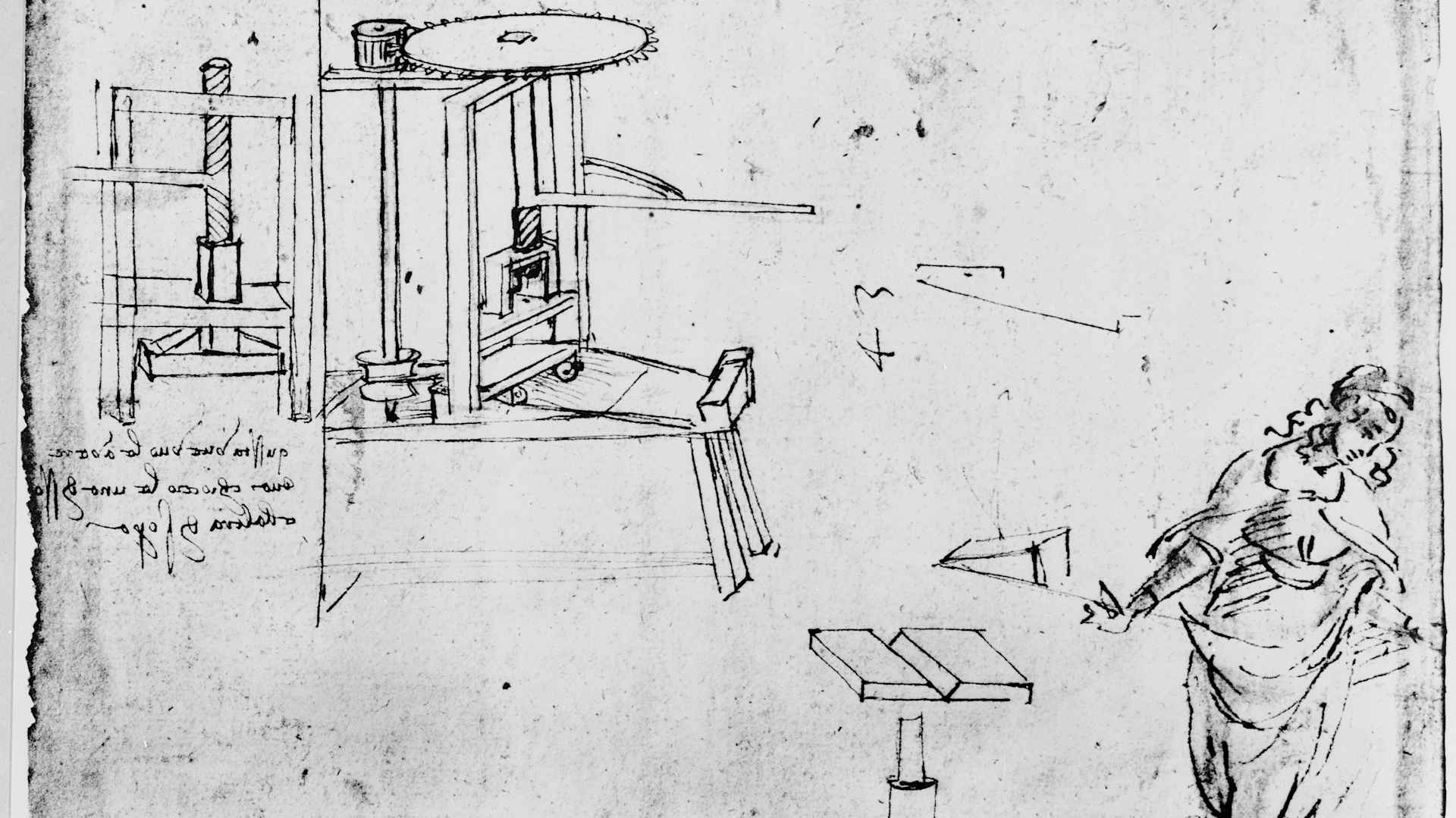 Da Vinci sketch of the Printing Press