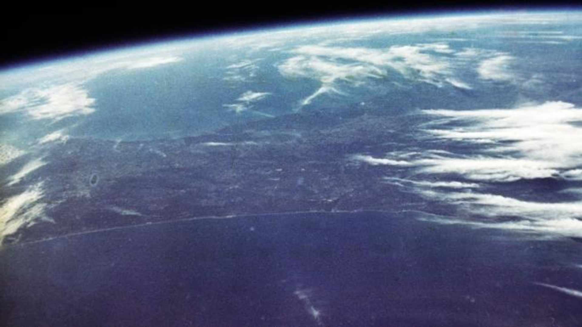 A photo of Earth taken by John Glenn during the mission. (Credit: NASA)