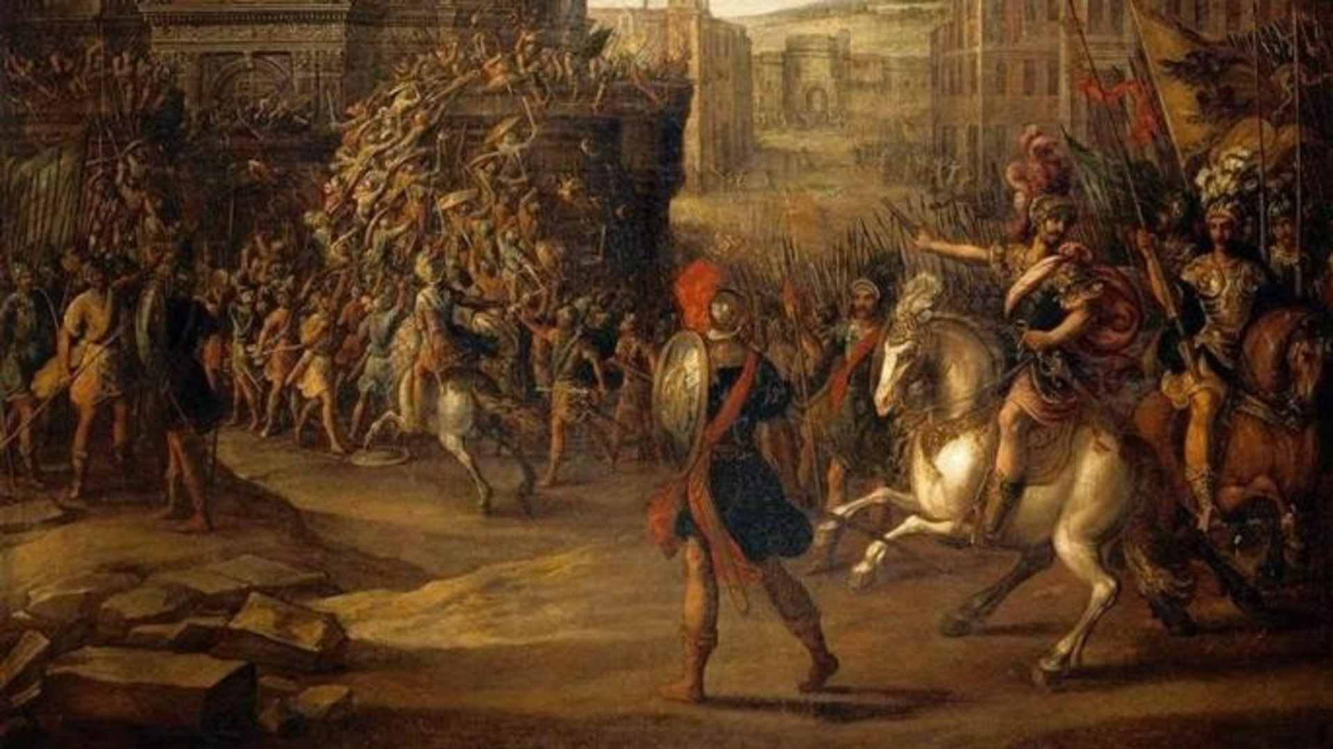 Battle Scene with a Roman Army Besieging a Large City. (Credit: Public Domain)