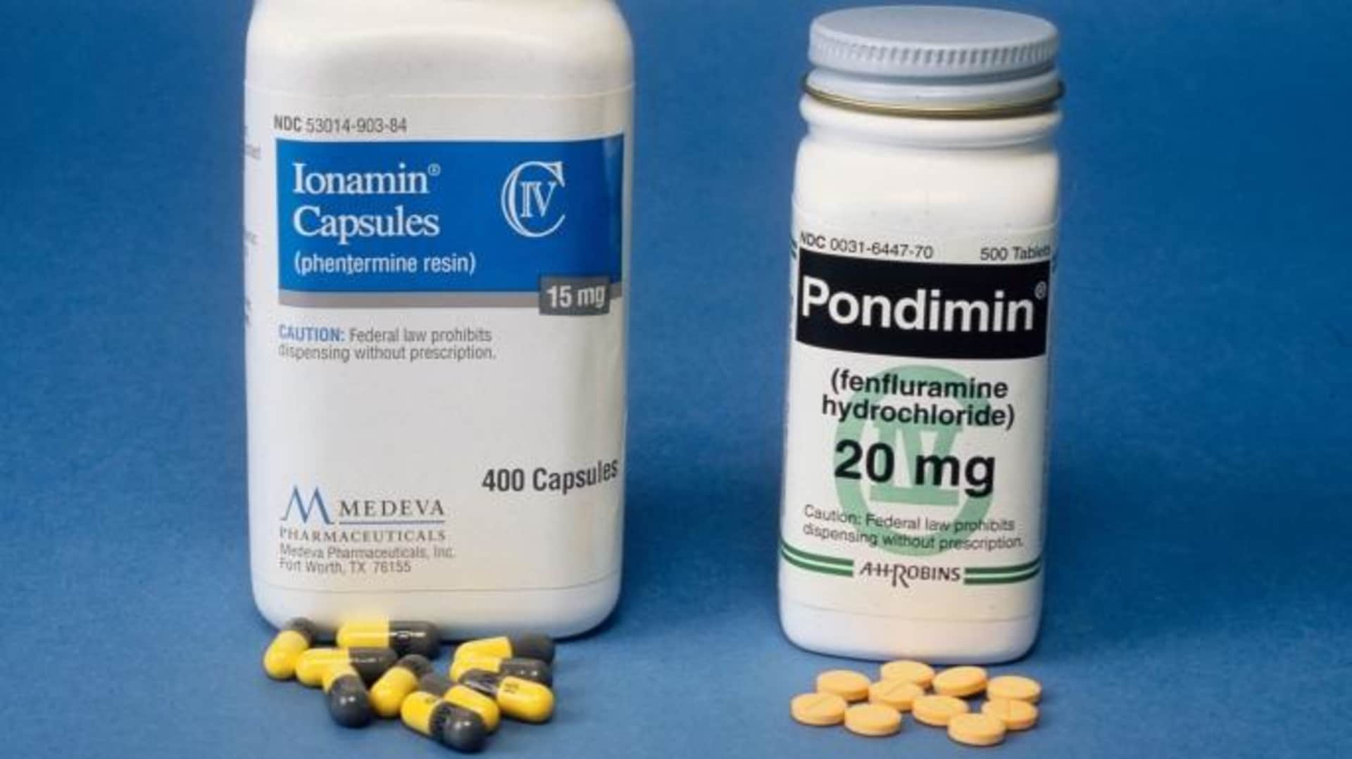 Bottles of Phentermine and Fenfluramine, commonly known as Phen-Fen.
