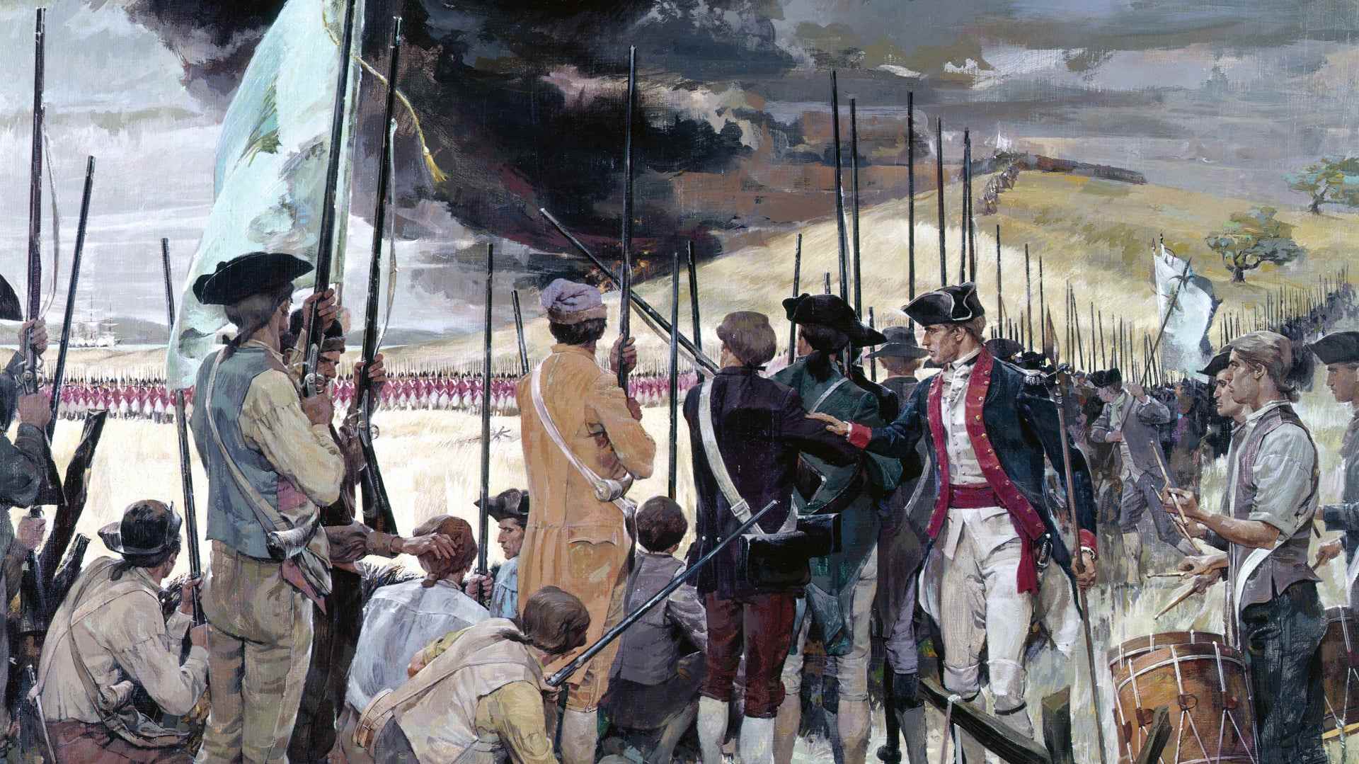 The Battle of Bunker Hill, Boston, Massachusetts, June 17, 1775. Painting by Ken Riley
