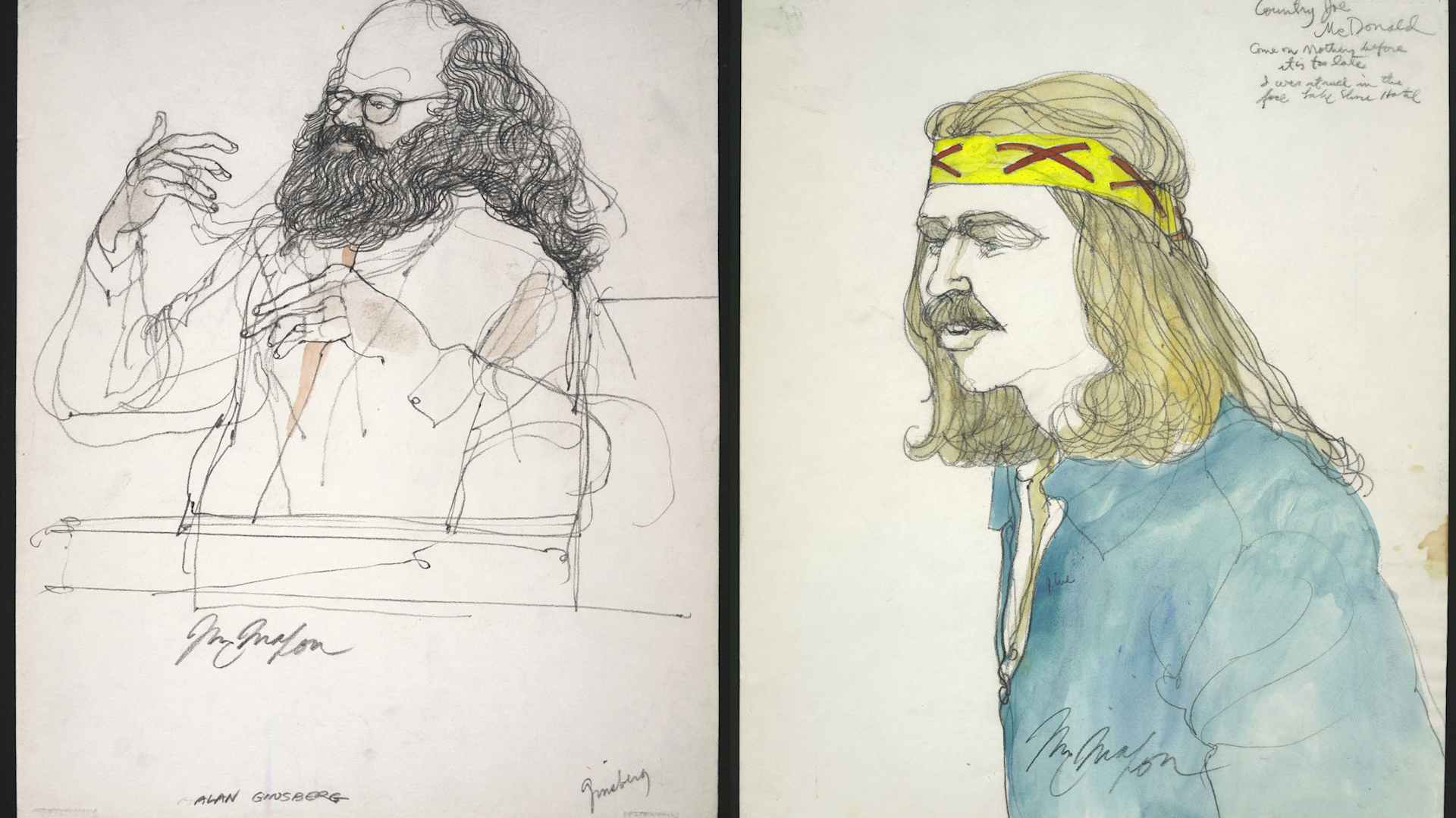 Allen Ginsberg and Country Joe McDonald at the Chicago 8 Trial