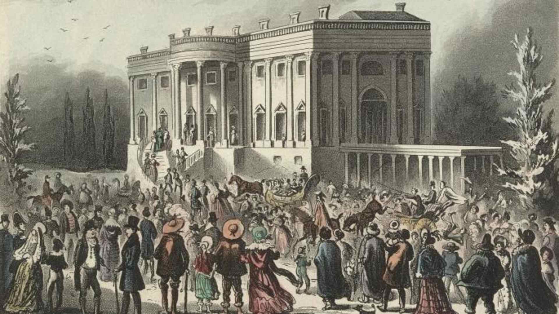Crowds at Andrew Jackson's first inauguration.