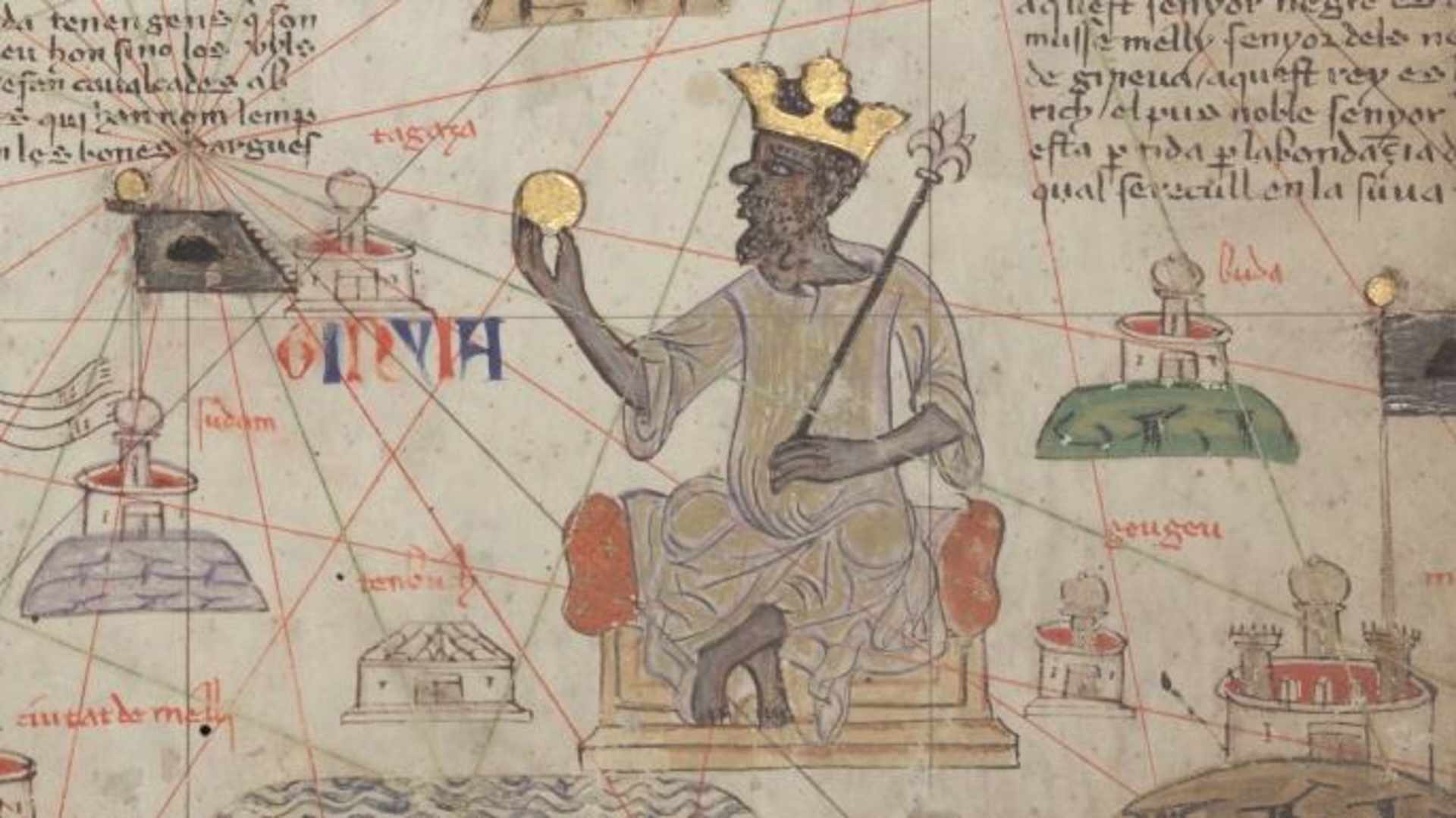 Depiction of Mansa Musa. (Credit: Abraham Cresques/WikiCommons)