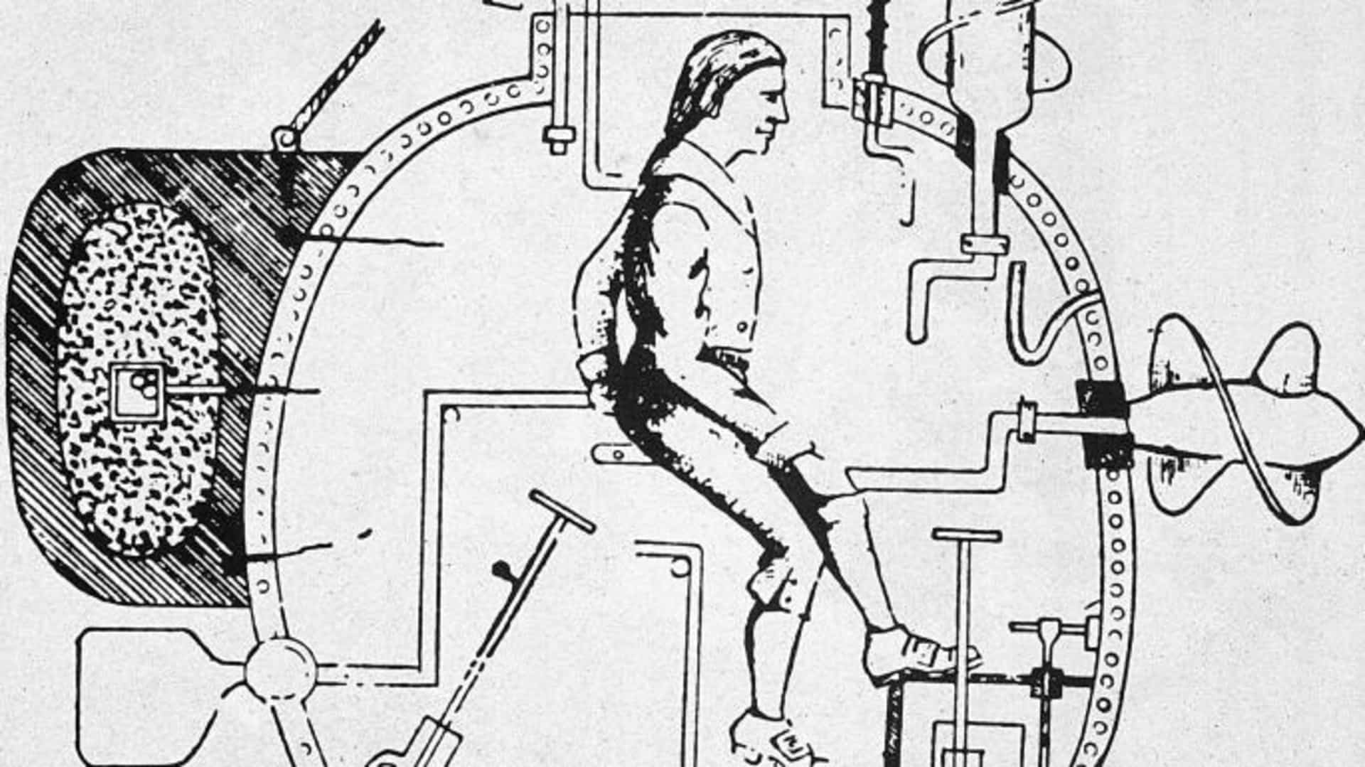 Diagram of man inside the Turtle. (Credit: MPI/Getty Images)