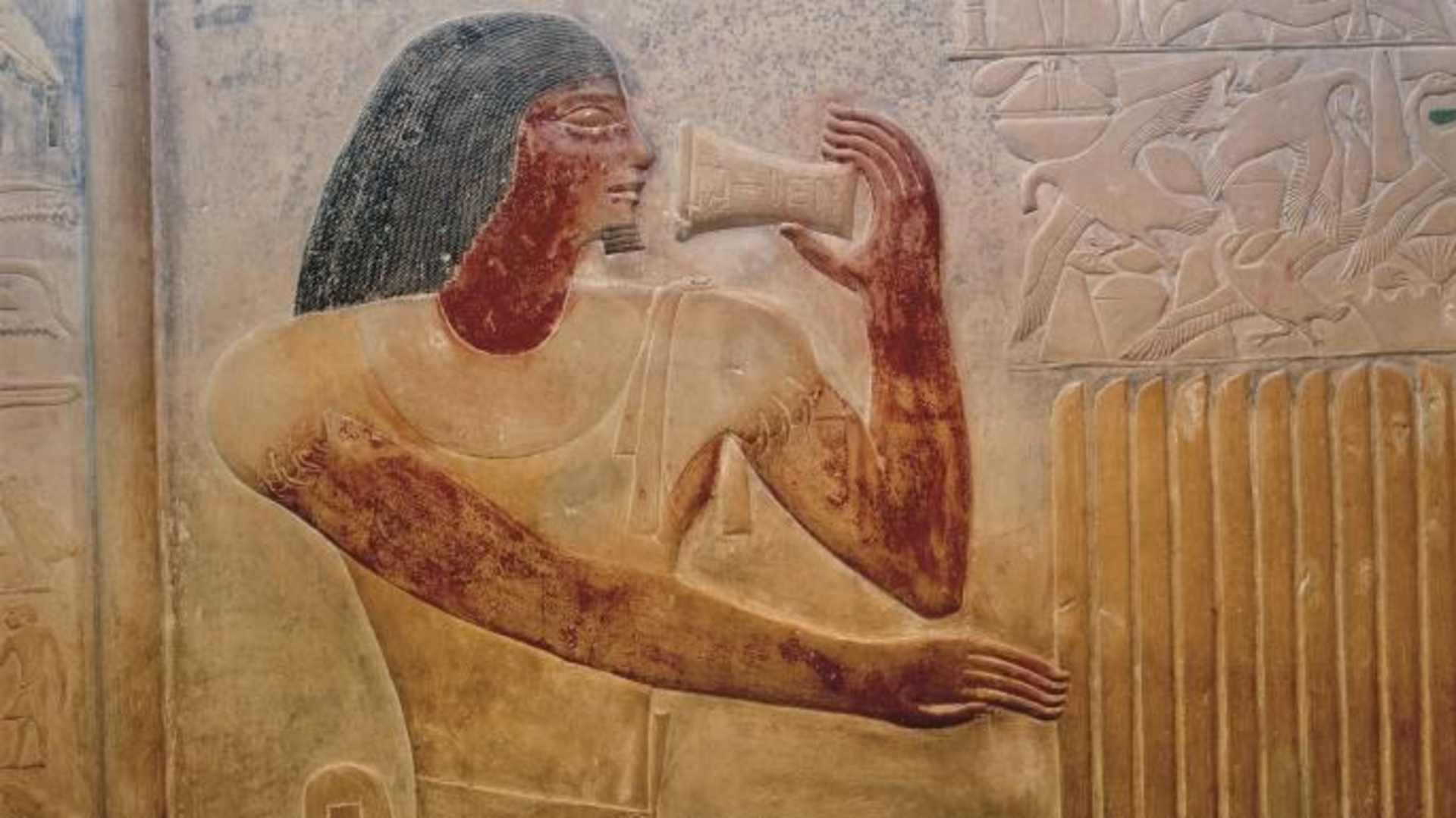 Egyptian relief showing drinking