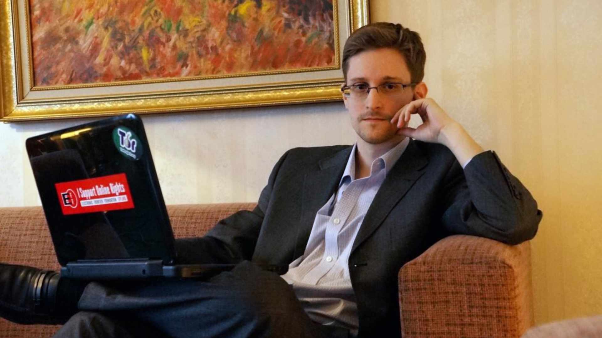 Former intelligence contractor Edward Snowden before an interview in Russia.