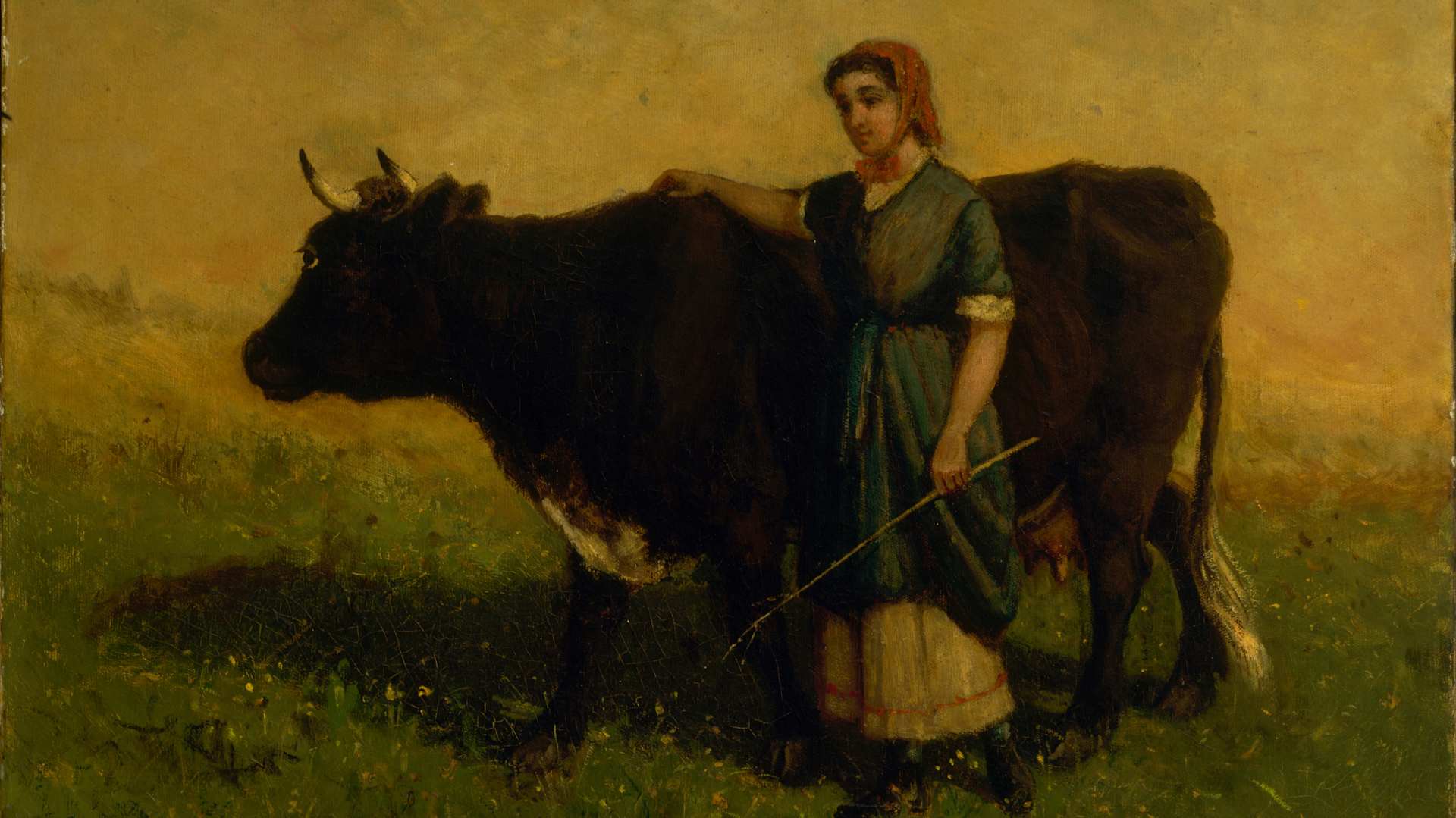 Untitled (woman walking with cow), ca. 1869. Artist Edward Mitchell Bannister.