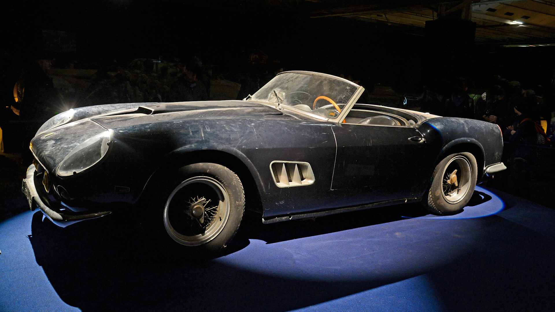 A 1961 Ferrari 250GT SWB California Spyder, long considered lost, was found in a treasure trove of 60 broken-down classic cars abandoned for decades by the Baillon family in a French field.