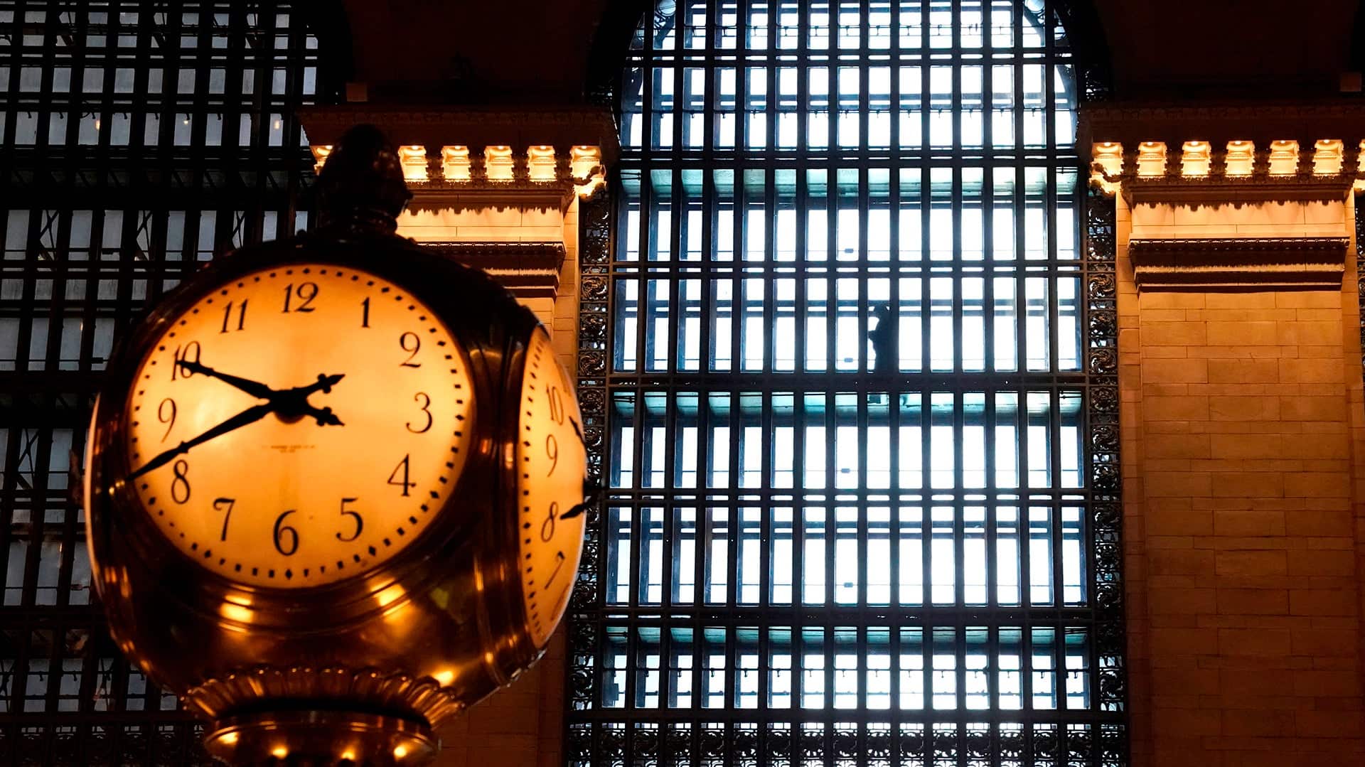 A person walks through the walkways in the massive windows of the Grand Central Terminal on January 12, 2020 in New York.