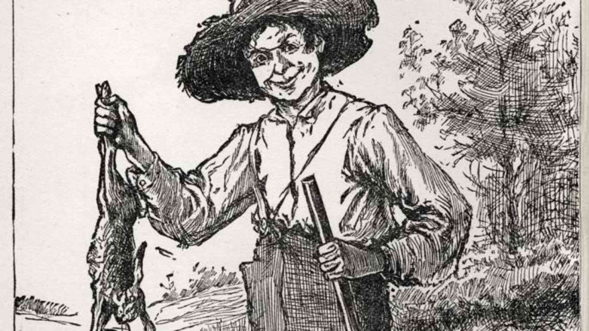Huckleberry Finn', 1884, (circa 1950). Character from The Adventures of Tom Sawyer, and Adventures of Huckleberry Finn by Mark Twain: 'Huck Finn, the motherless, fatherless waif, is one of Mark Twain's most fascinating characters.' From The Outline of Literature, edited by John Drinkwater. [George Newnes Limited, London, circa 1950]. Artist Edward Windsor Kemble. (Photo by The Print Collector/Getty Images)