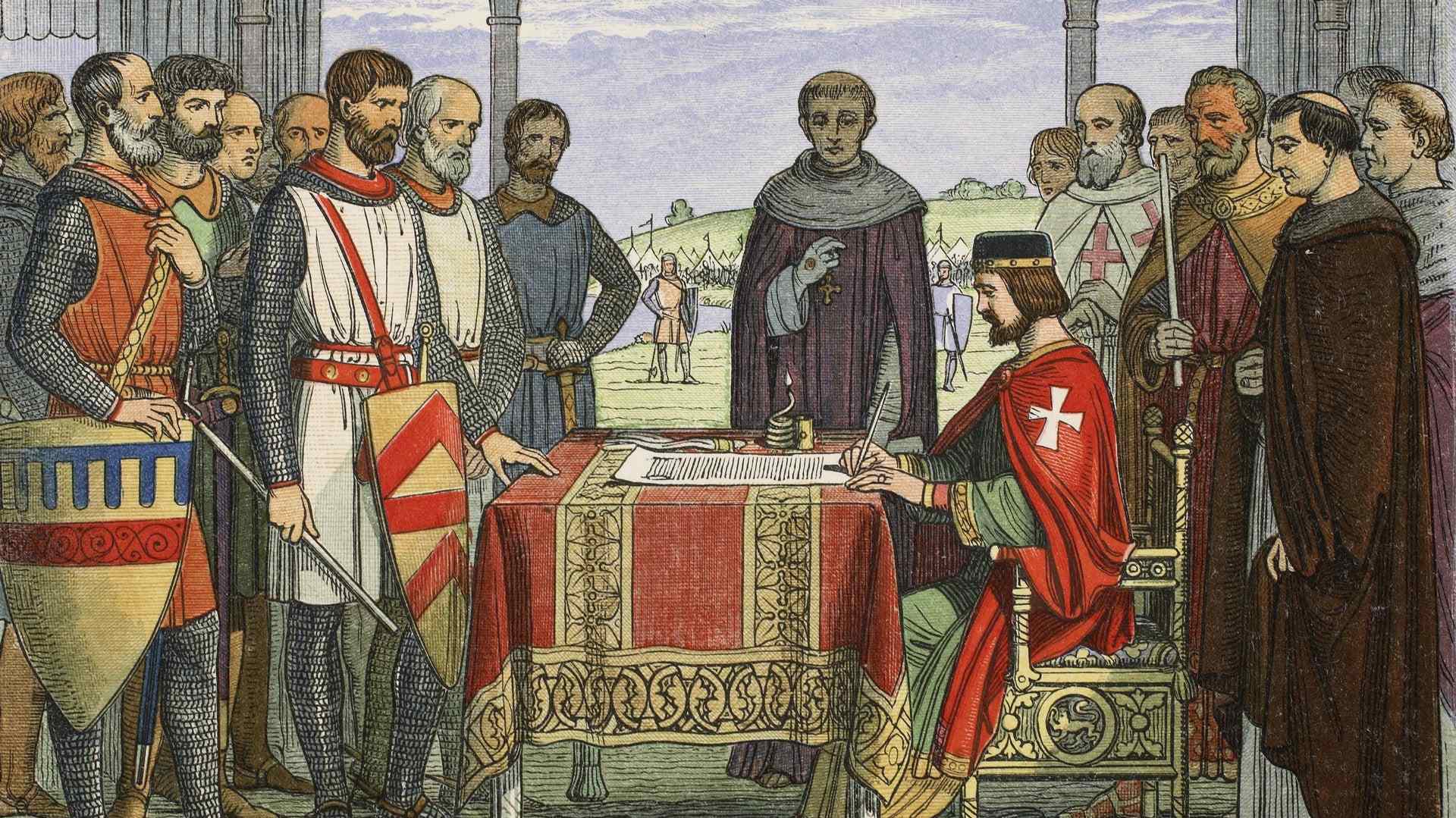 King John signing the Magna Carta, 1215