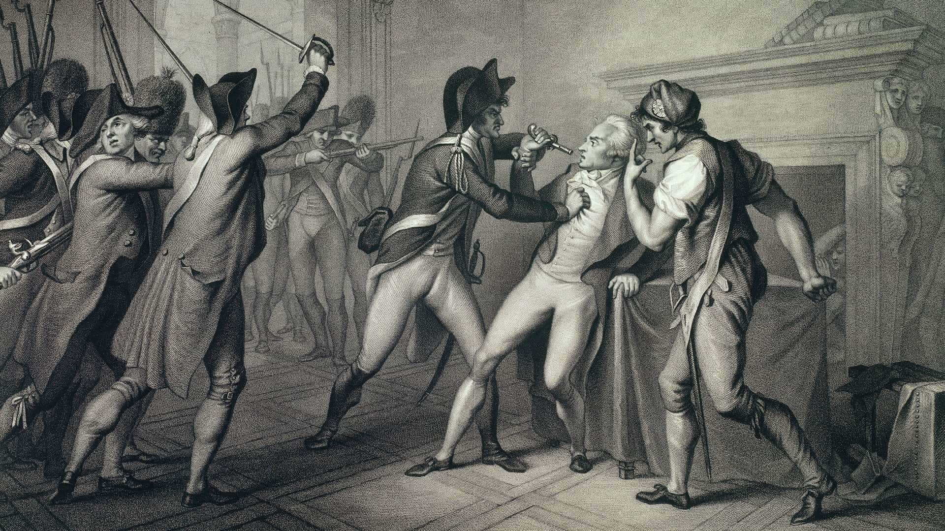 Arrest of Maximilien Robespierre on July 28, 1794, engraving, Musee Carnavalet, France.