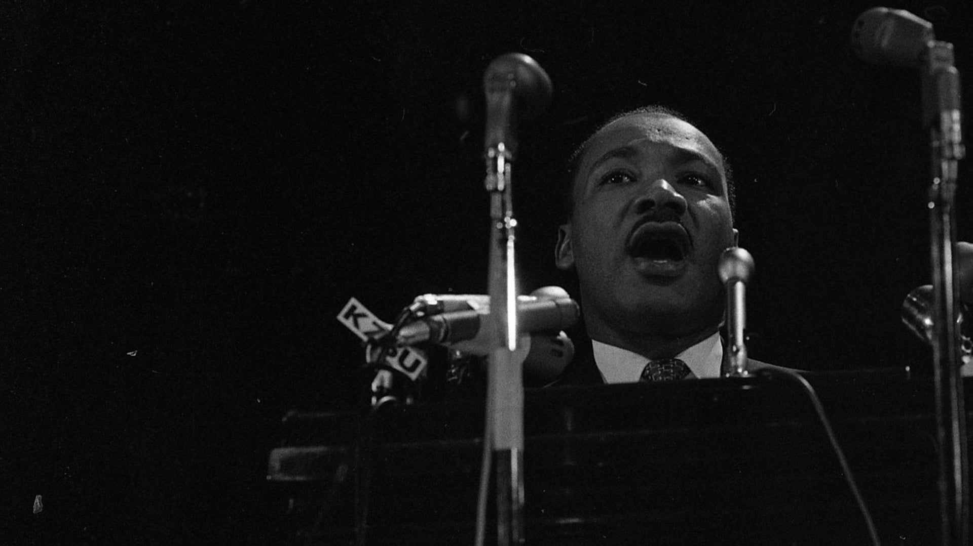 Reverend Martin Luther King Jr. speaking at Stanford University, April 14, 1967.