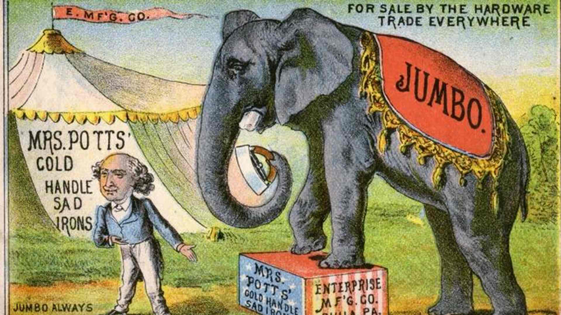 P.T. Barnum trading card featuring Jumbo