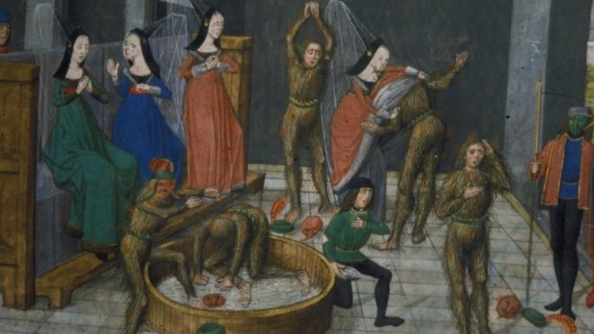 Painting of dancers on fire during the ball.