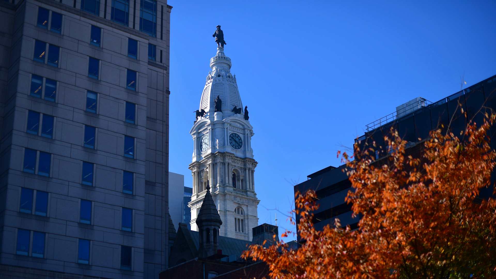 Philadelphia City Hall is seen six days after the general election where votes are still being counted at the nearby convention center on November 9, 2020 in Philadelphia, Pennsylvania.