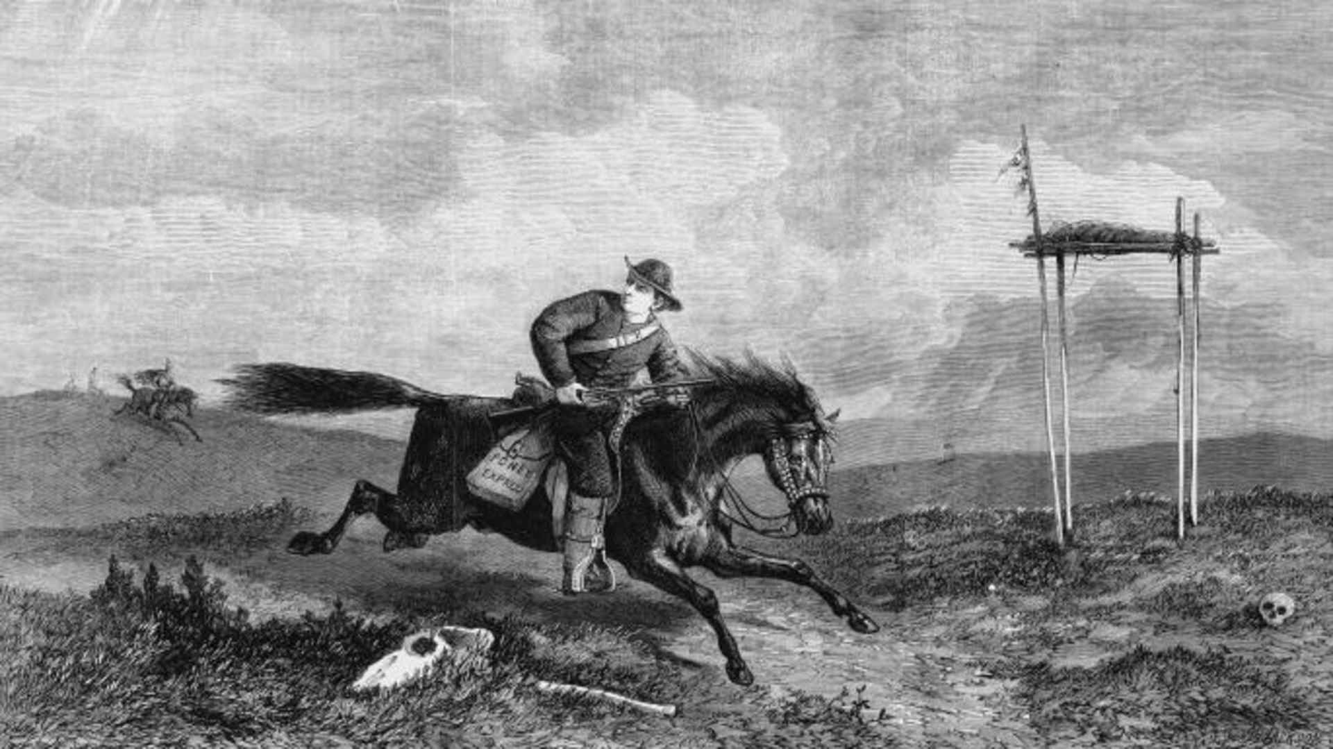 Pony Express rider crossing hostile country between St Joseph, Missouri, and San Francisco. (Credit: Universal History Archive/Getty Images)