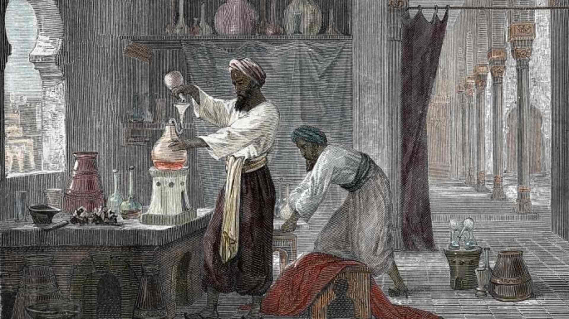 Portrait of Razi polymath, physician and alchemist in his laboratory in Bagdad, Iraq. (Credit: Leemage/Getty Images)
