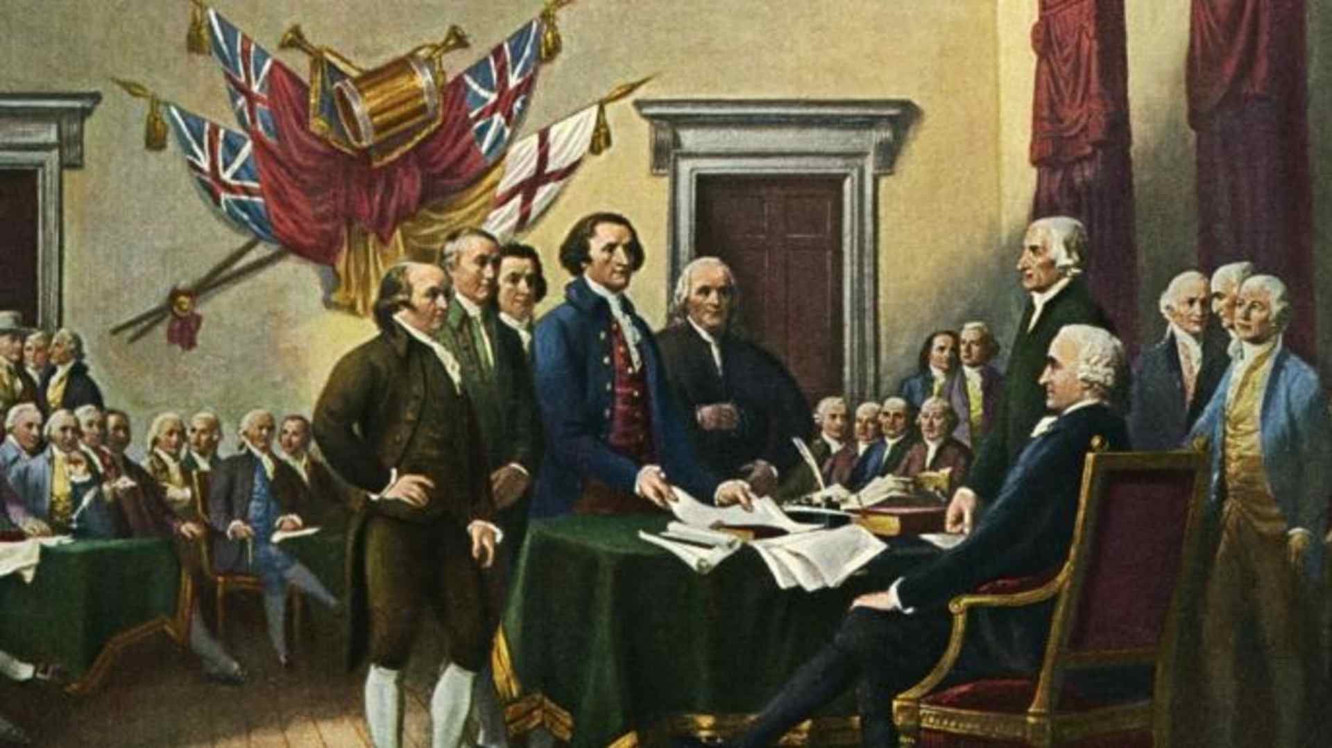 Signing the Declaration of Independence, July 4th, 1776 (Photo by Art Images via Getty Images)