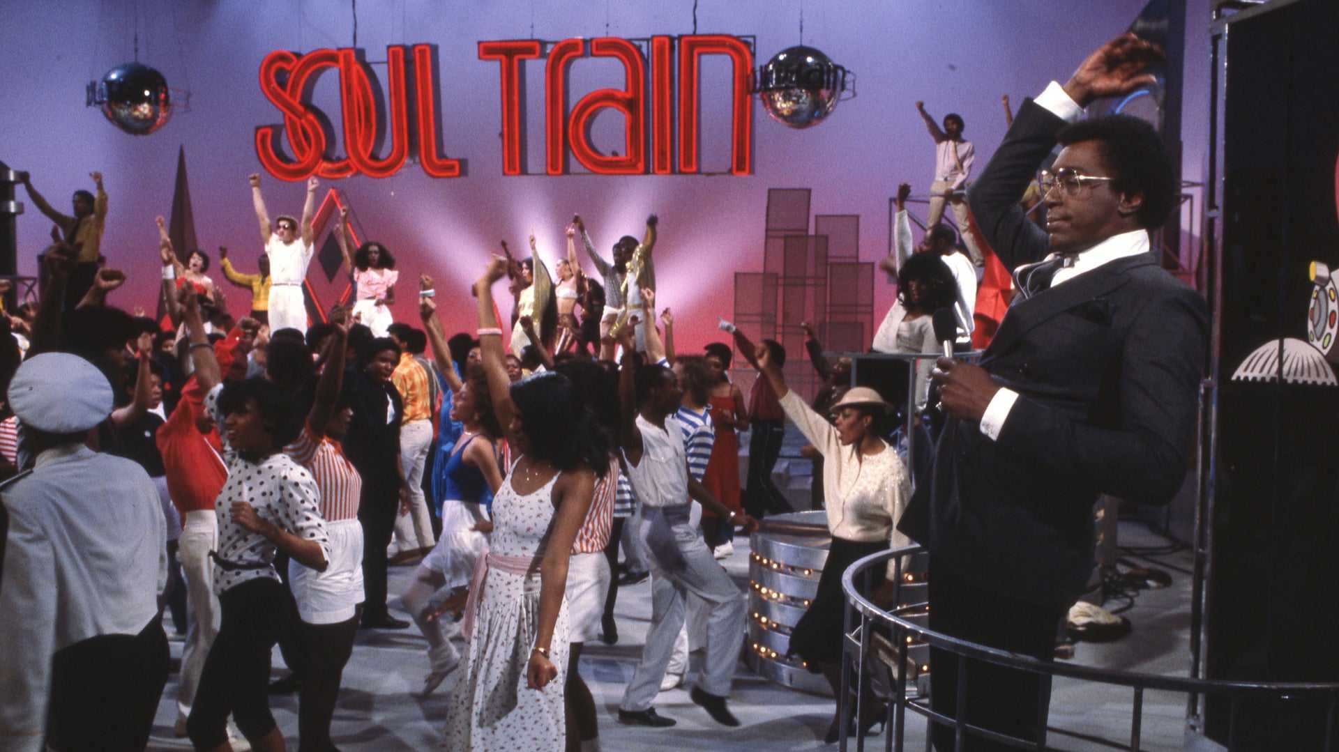 Don Cornelius and the Soul Train Dancers doing the signature Soul Train show ending, Black TV Shows That Helped Change Culture
