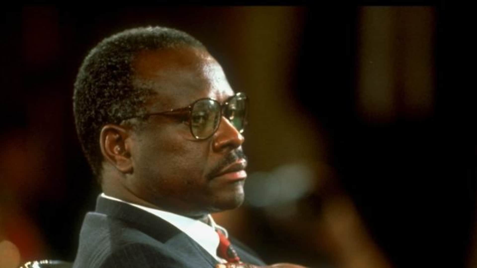 Supreme Court Justice nominee Clarence Thomas during Sen. Judiciary Comm. hearings re charge of sexual harassment by former employee Anita Hill.