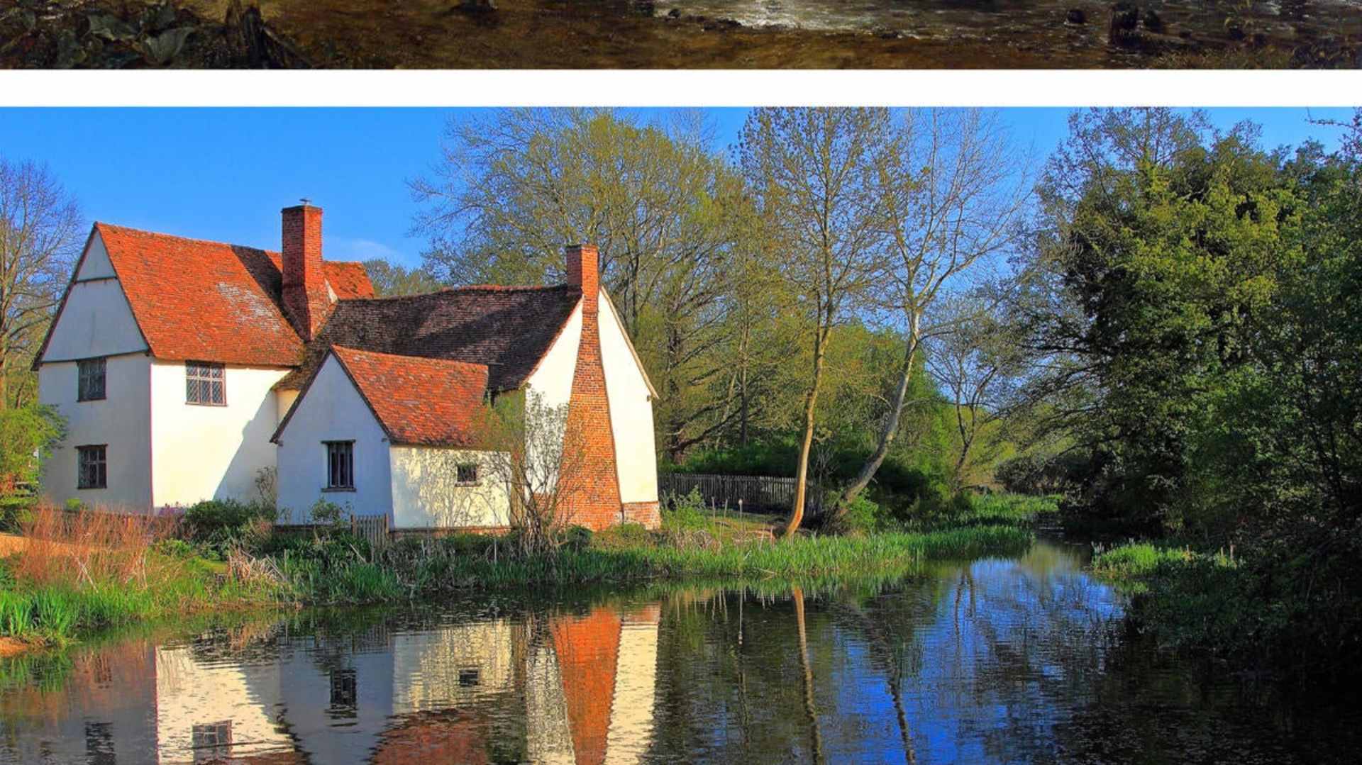 The Hay Wain, by John Constable, compared to the Willy Lott's 16th-century cottage which is featured in the painting. (Credit: Universal History Archive/Getty Images & Andrea Pucci/Getty Images)