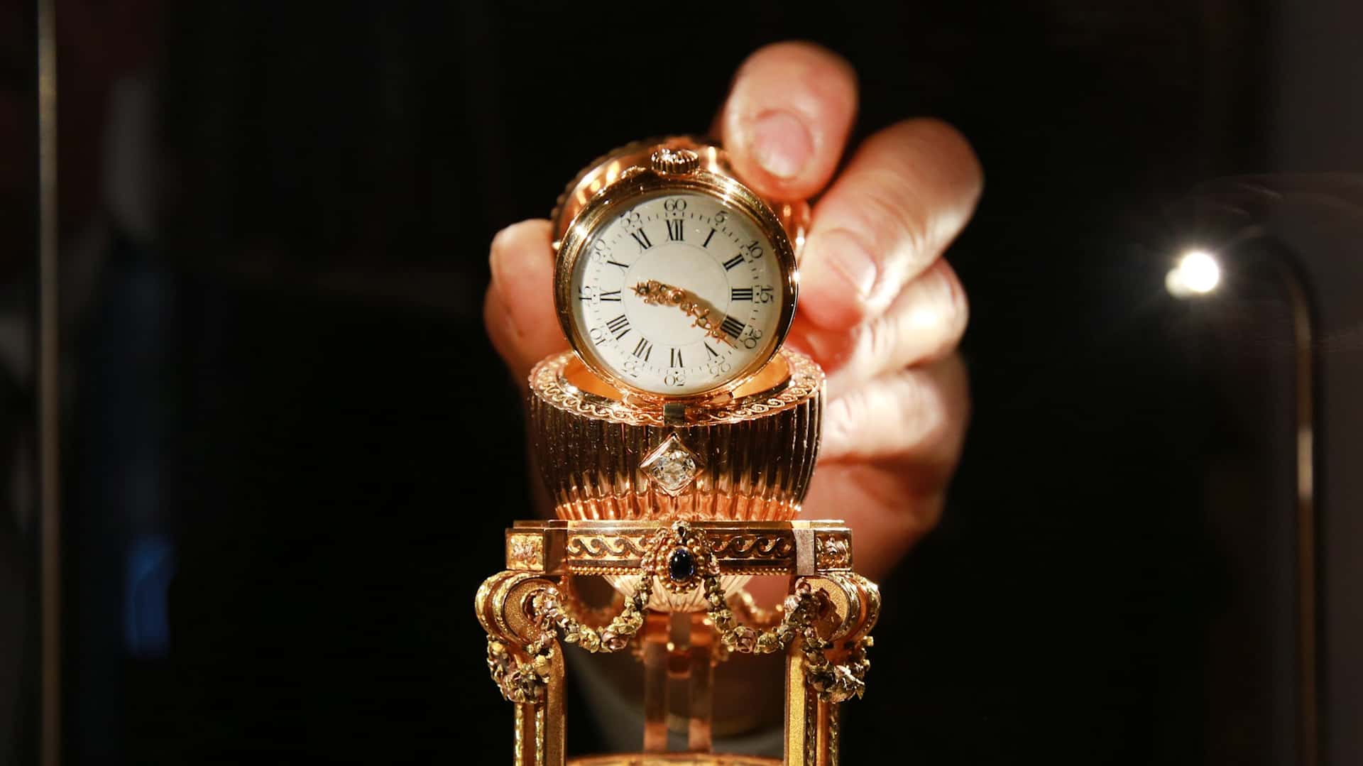 The Third Fabergé Imperial Easter Egg, displayed at Court Jewelers Wartski on April 16, 2014 in London, England. This rare Imperial treasure, made for the Russian royal family in 1887, was seized by the Bolsheviks after the Russian revolution. After being sold at auction in New York in 1964 as a 'Gold watch in egg form case' for $2,450, its ownership chain became unknown. A buyer in the U.S. Midwest purchased it in 2004 for possible scrap metal value.
