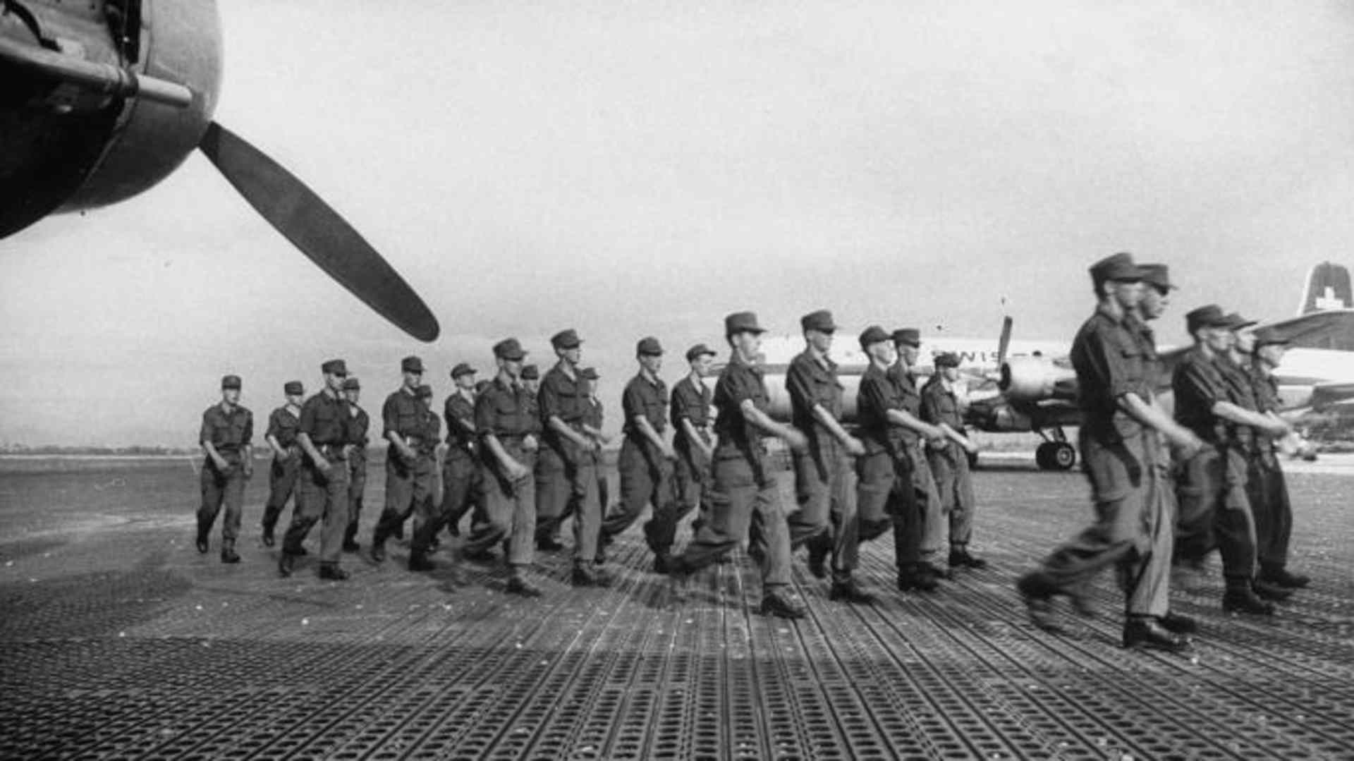 UN International Emergency Force assembling, 1956.  (Credit: David Lees/Getty Images)