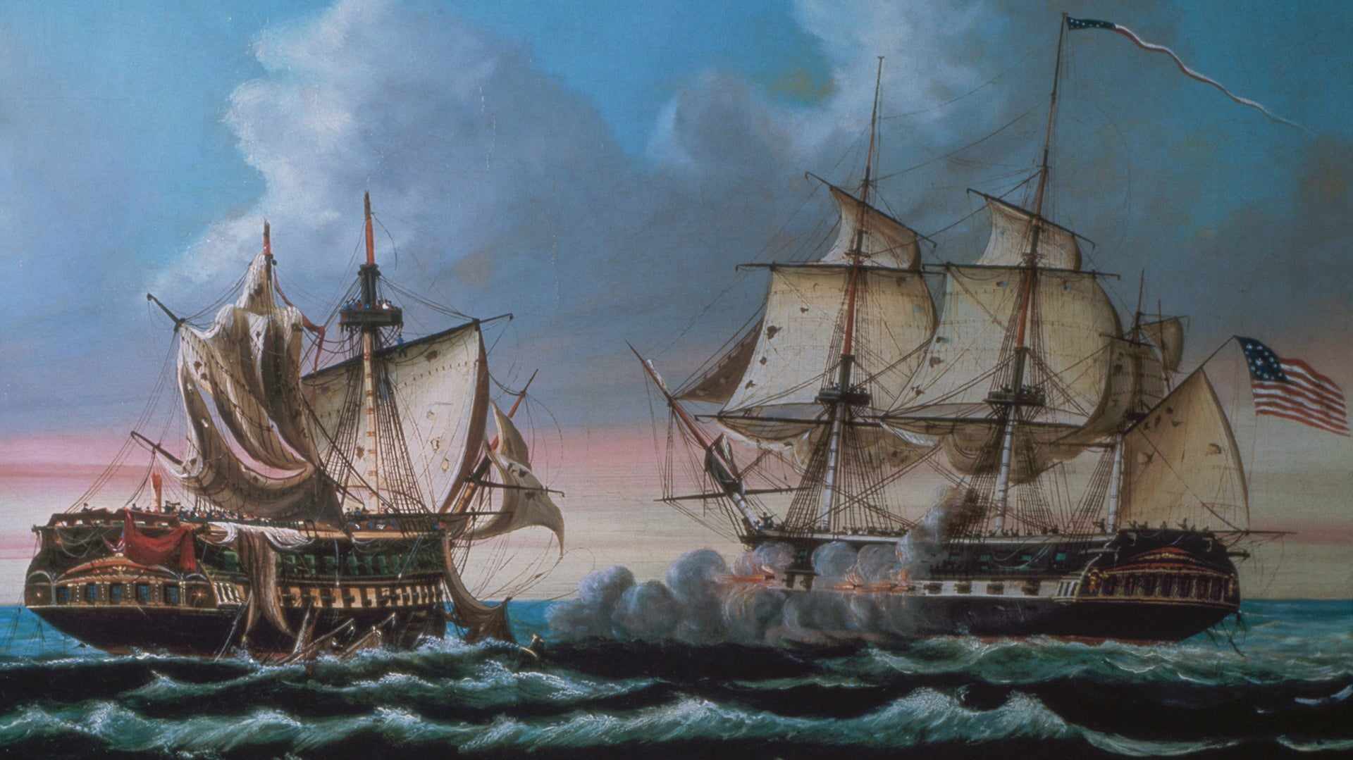 USS Constitution and the HMS Guerriere during the War of 1812