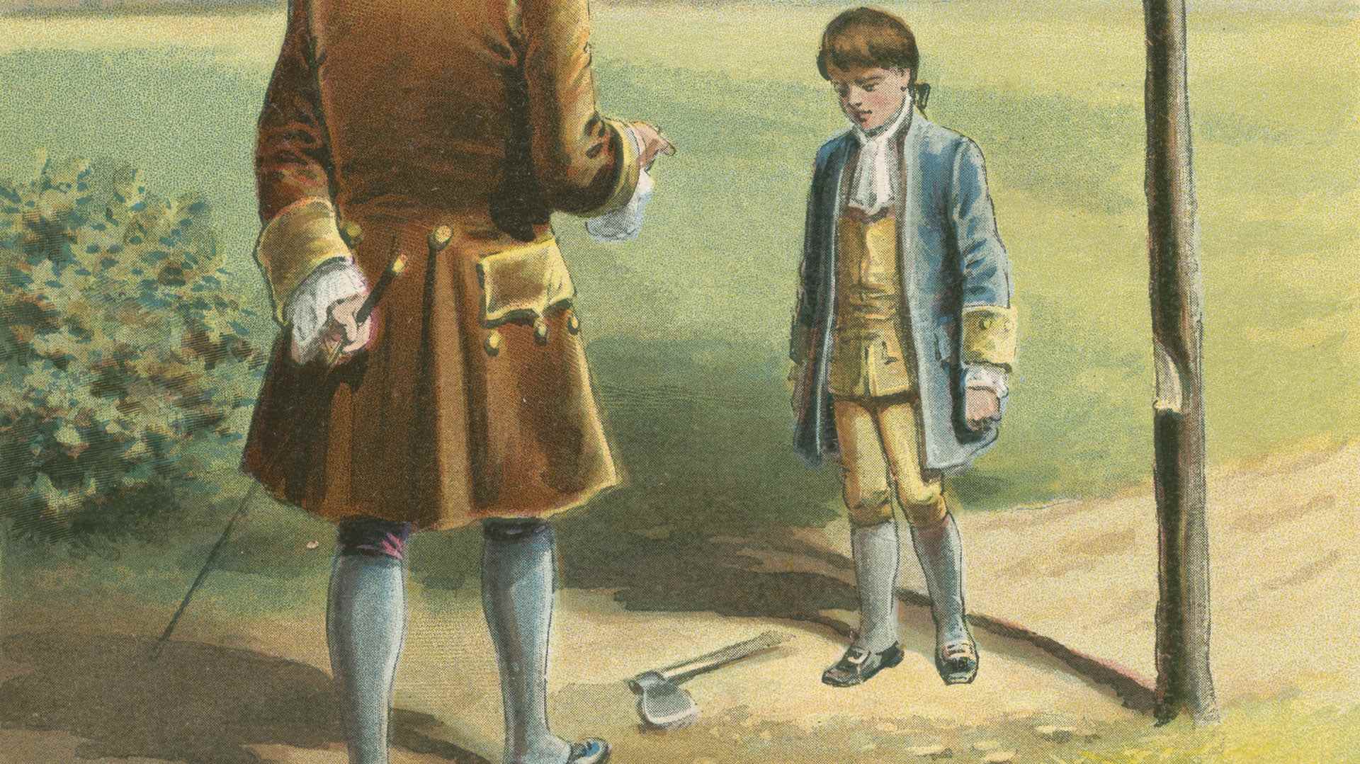 George Washington chopping down the cherry tree