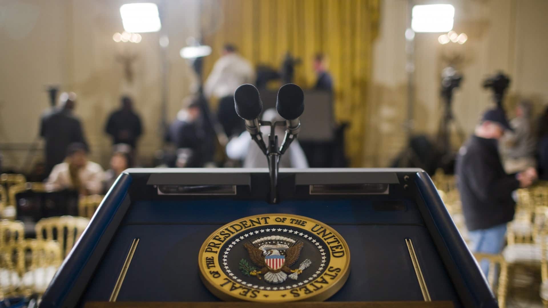 The presidential podium.