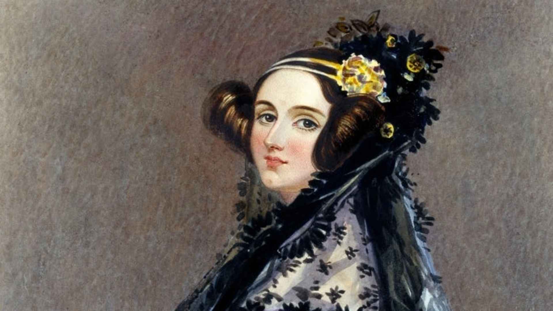 Watercolour portrait by Alfred Edward Chalon of Ada King wearing evening dress with a mantilla and holding a fan. Augusta Ada King, Countess of Lovelace (1815-1852) was the daughter of the great Romantic poet Lord Byron (1788-1824). She was a writer and a trained mathematician. King acquired fame by working with Charles Babbage (1791-1871) on the world's first computer, the �Analytical Engine�, which could carry out many different types of calculations. She designed several computer programmes for the engine which were coded onto cards with holes punched in them - thus becoming the world's first computer programmer.