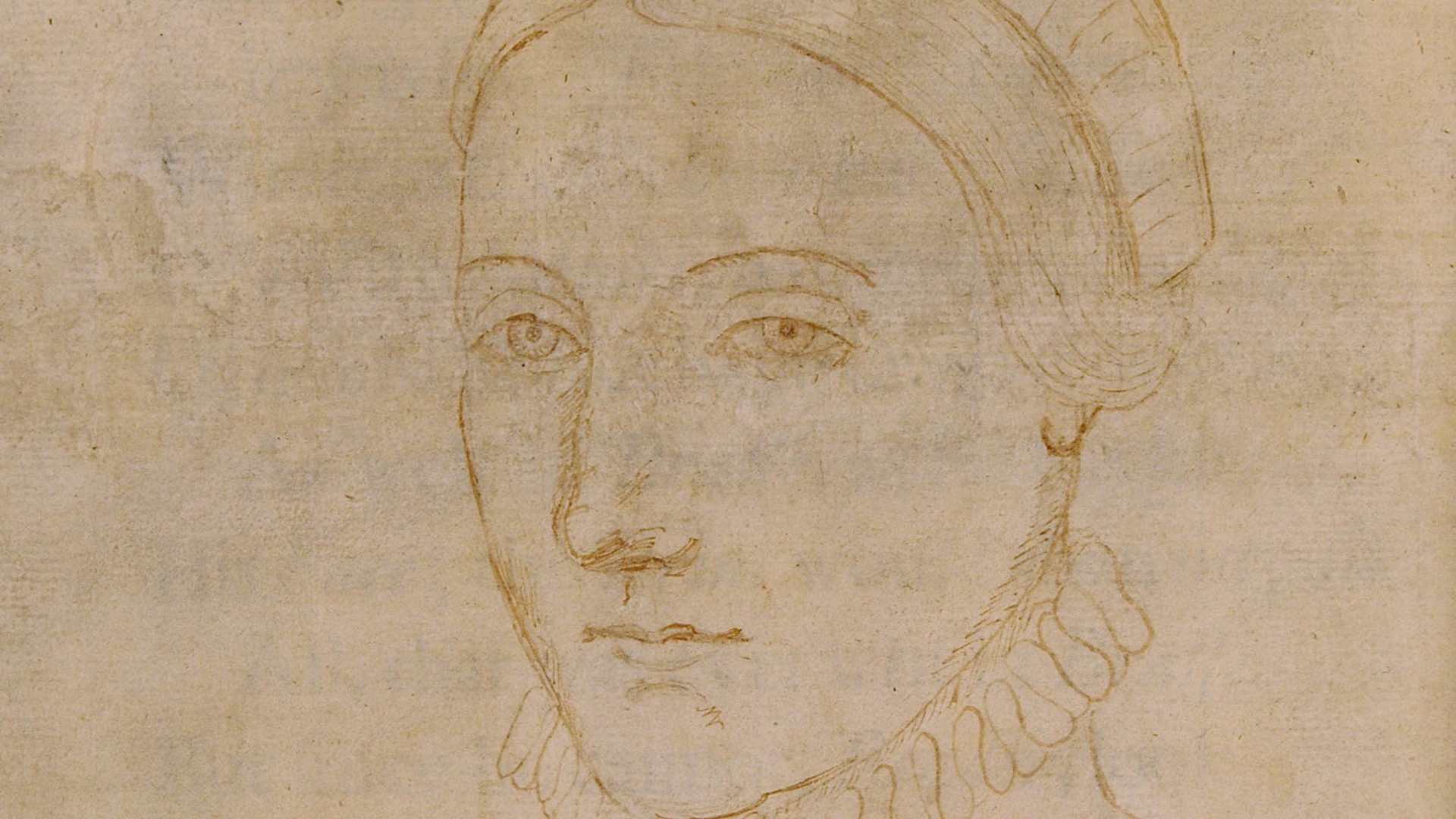 Simple pencil drawing portrait of Anne Hathaway, wife of William Shakespeare.