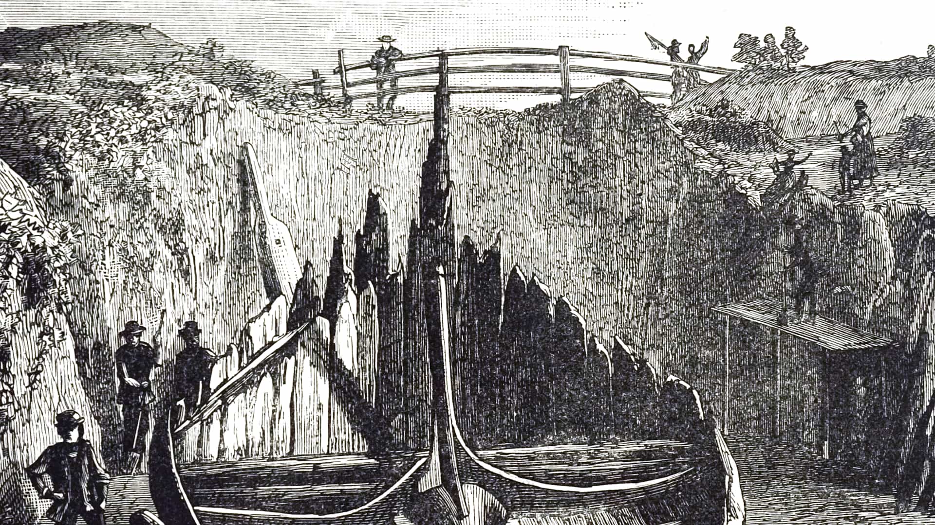 A Viking burial ship.