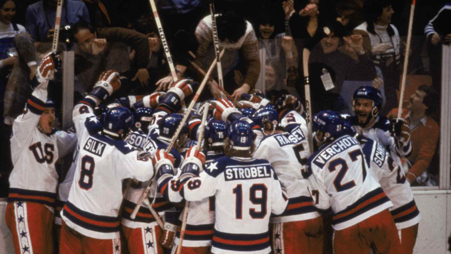 Team USA celebrates "the Miracle on Ice"
