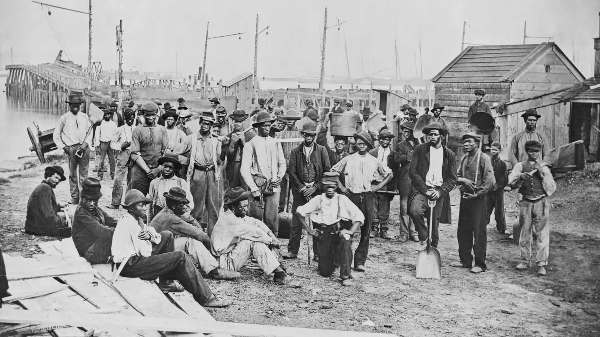 Group of Freed Slaves Along HarborGroup of Freed Slaves Along Harbor