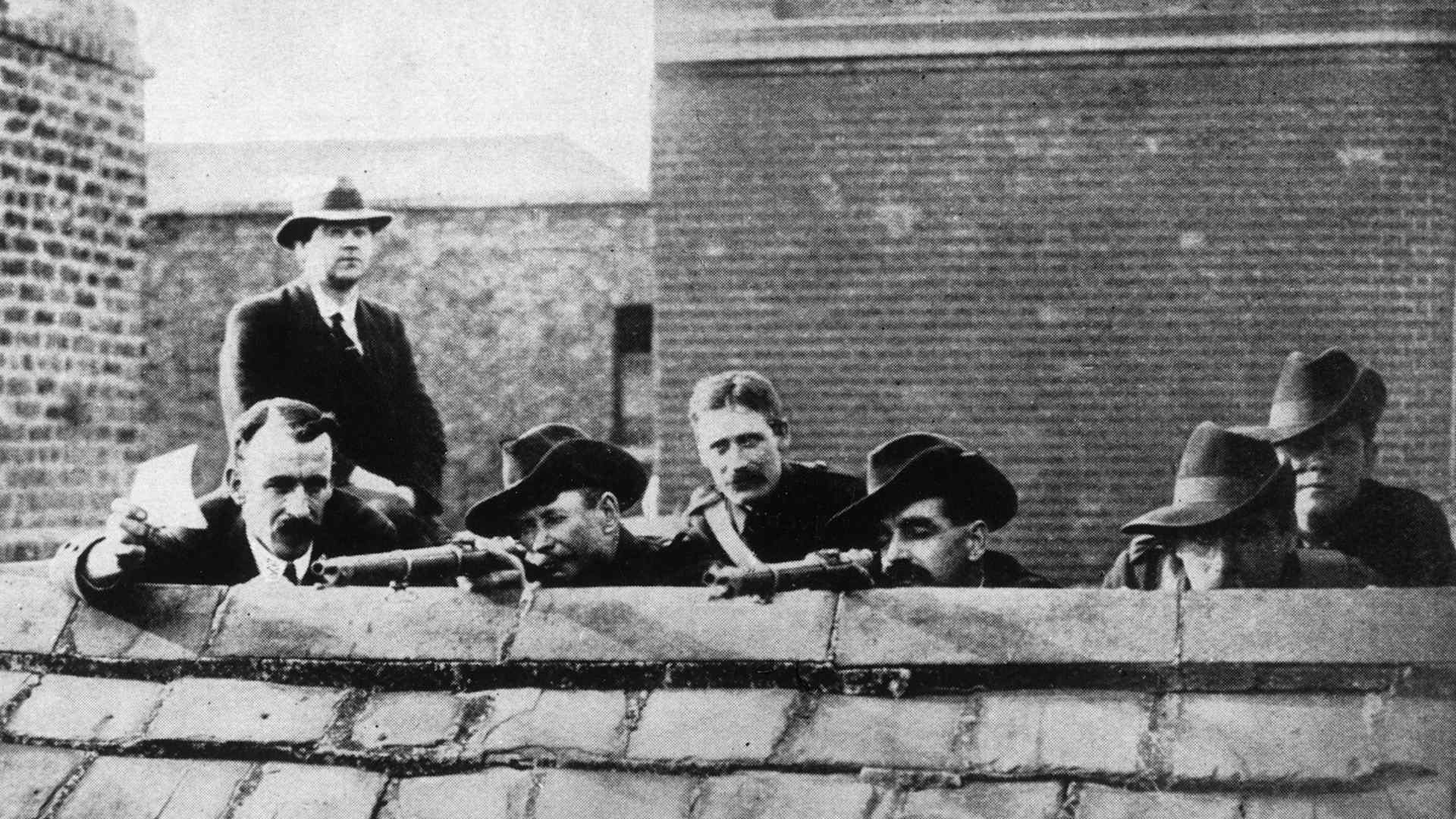 Irish Rebels Lying In Wait On A Roof