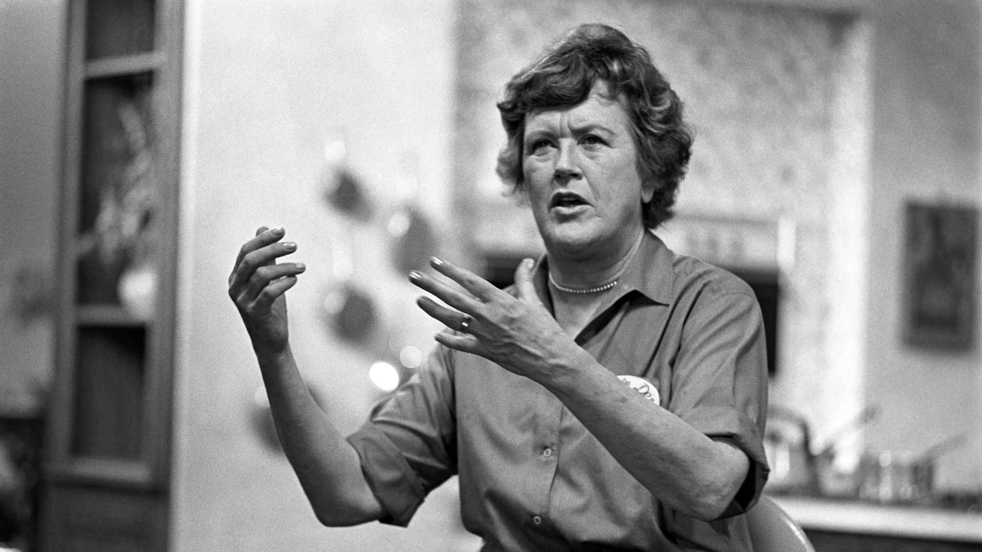 Chef and cookbook author Julia Child on the set of her television show in Boston, Massachusets