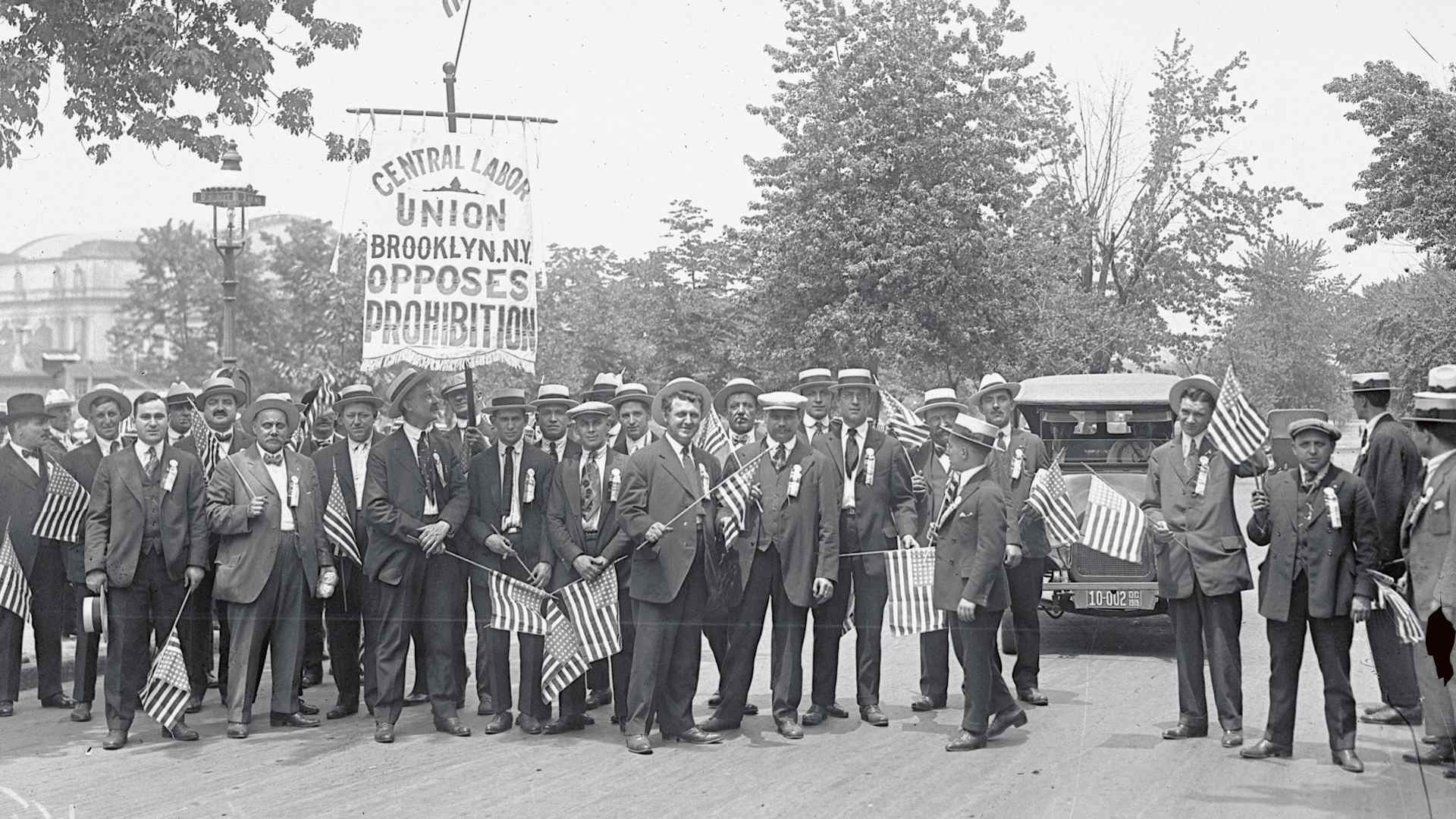 Delegation at Anti-Prohibition Parade (Original Caption) 6/14/1919-Washington, D.C.: Prohibition. Brooklyn delegation in Washington, D.C. at "wet" parade.