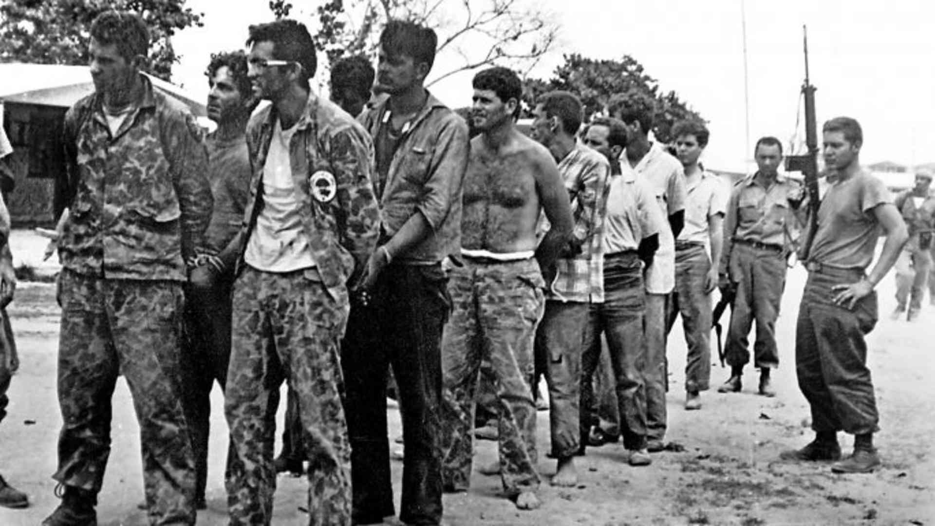 A group of Cuban counter-revolutionaries, members of Assault Brigade 2506, after their capture in the Bay of Pigs, Cuba.