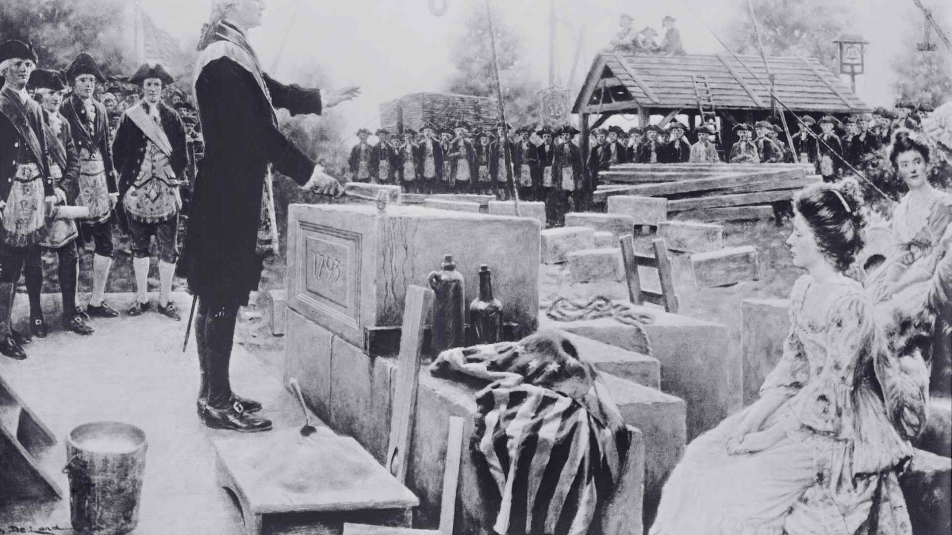 Washington Laying Cornerstone of U.S. Capitol