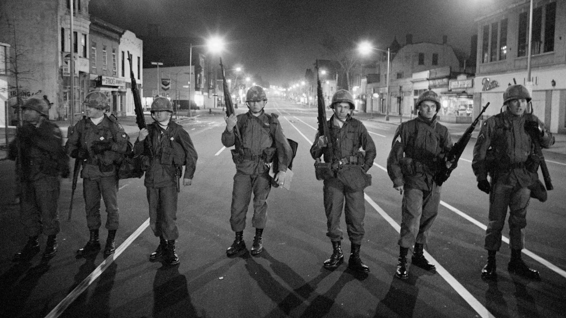 National Guard with Rifles During Riot