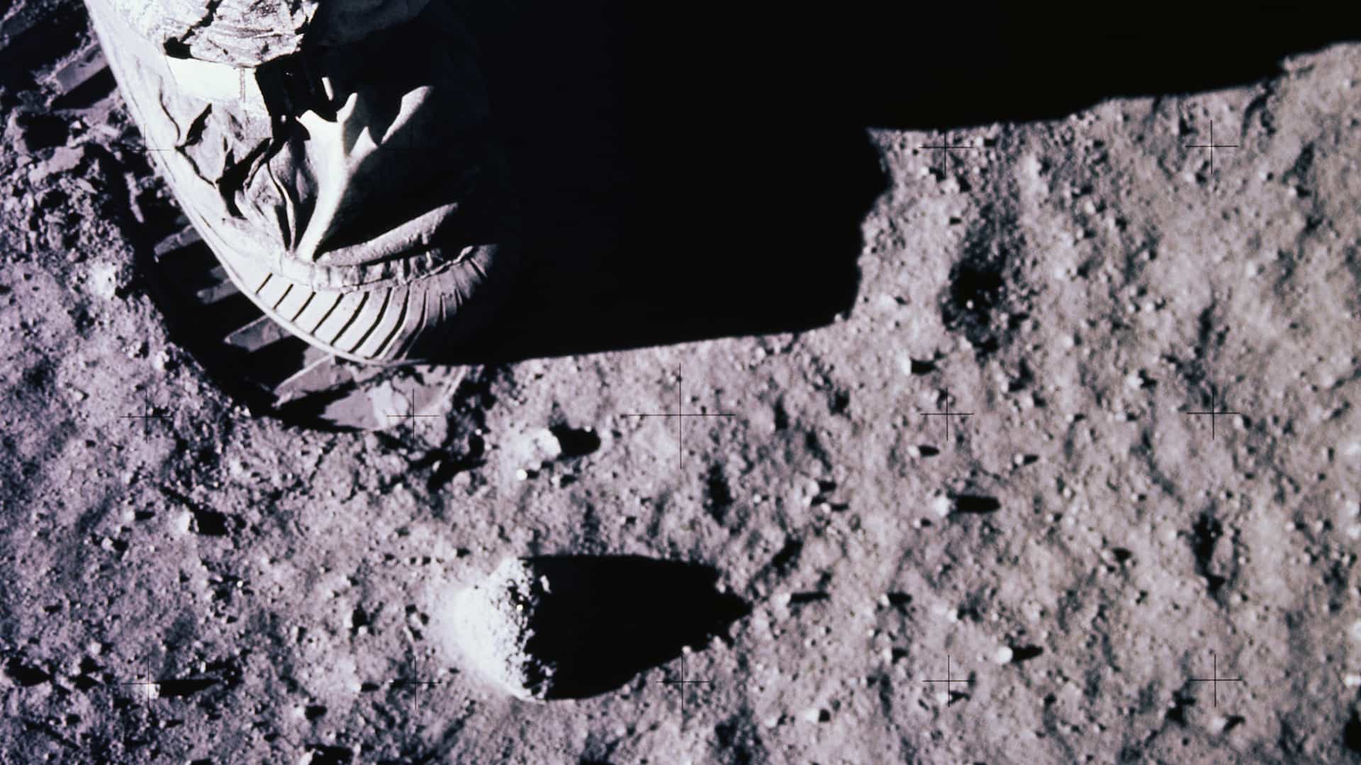 Neil Armstrong Planting Boot onto Moon Surface
