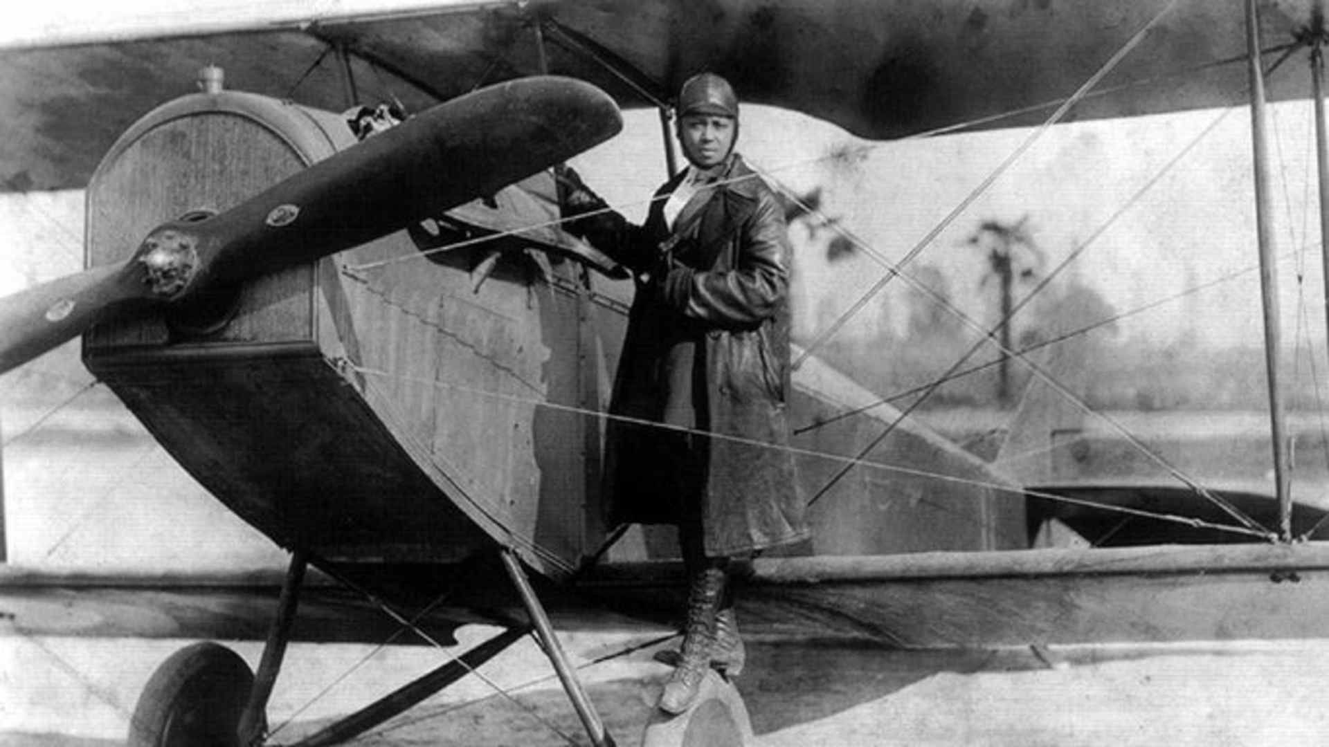 Bessie Coleman and her plane in 1922.