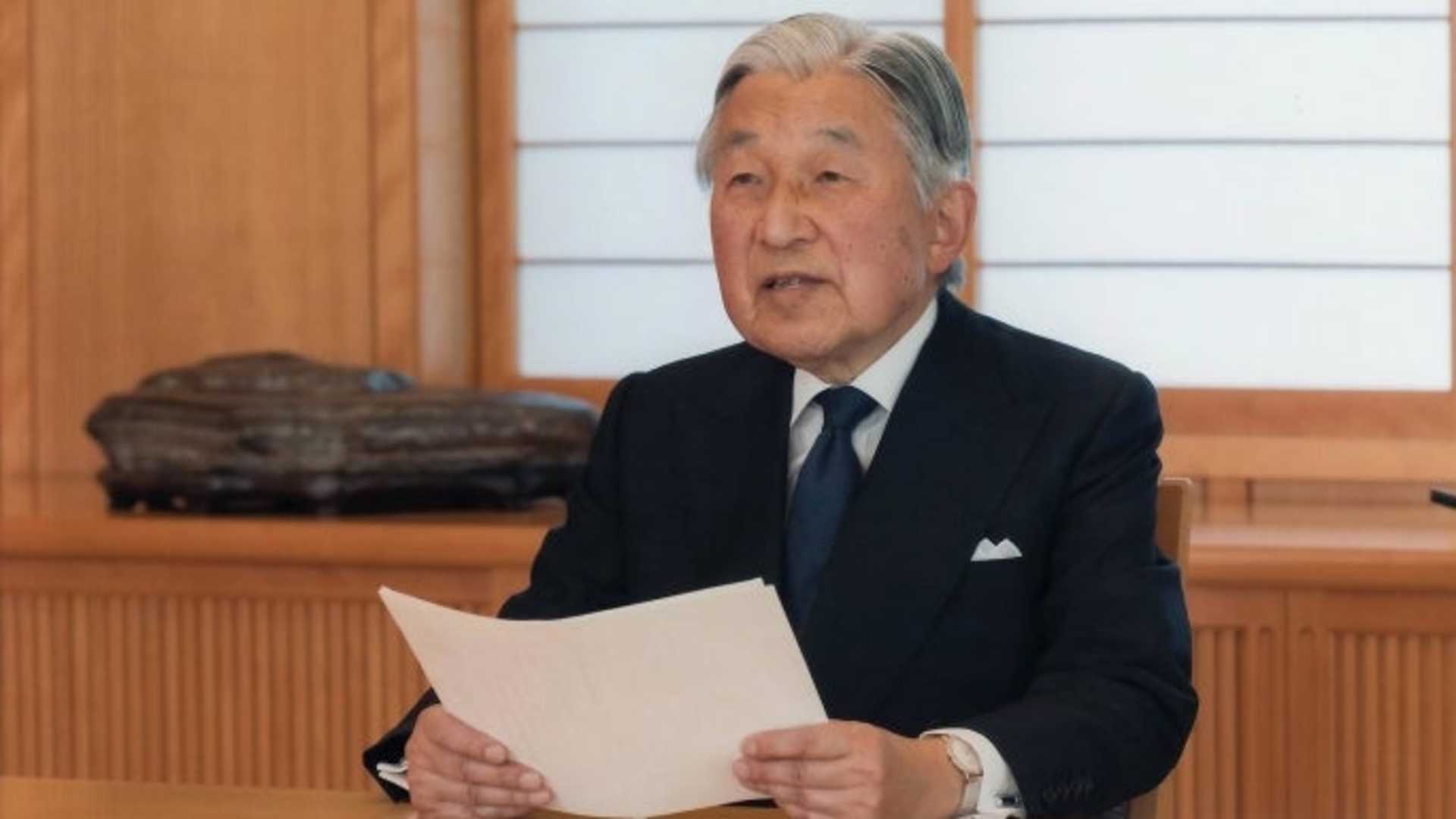 Japan’s Emperor Akihito giving a televised address to the nation. (Credit: Imperial household / EPA)