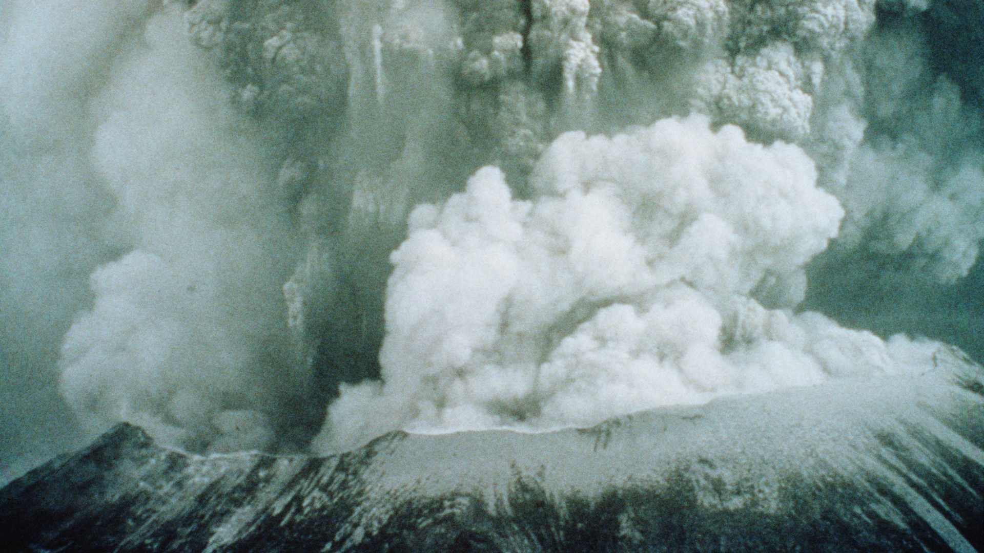Mount St. Helens erupting.