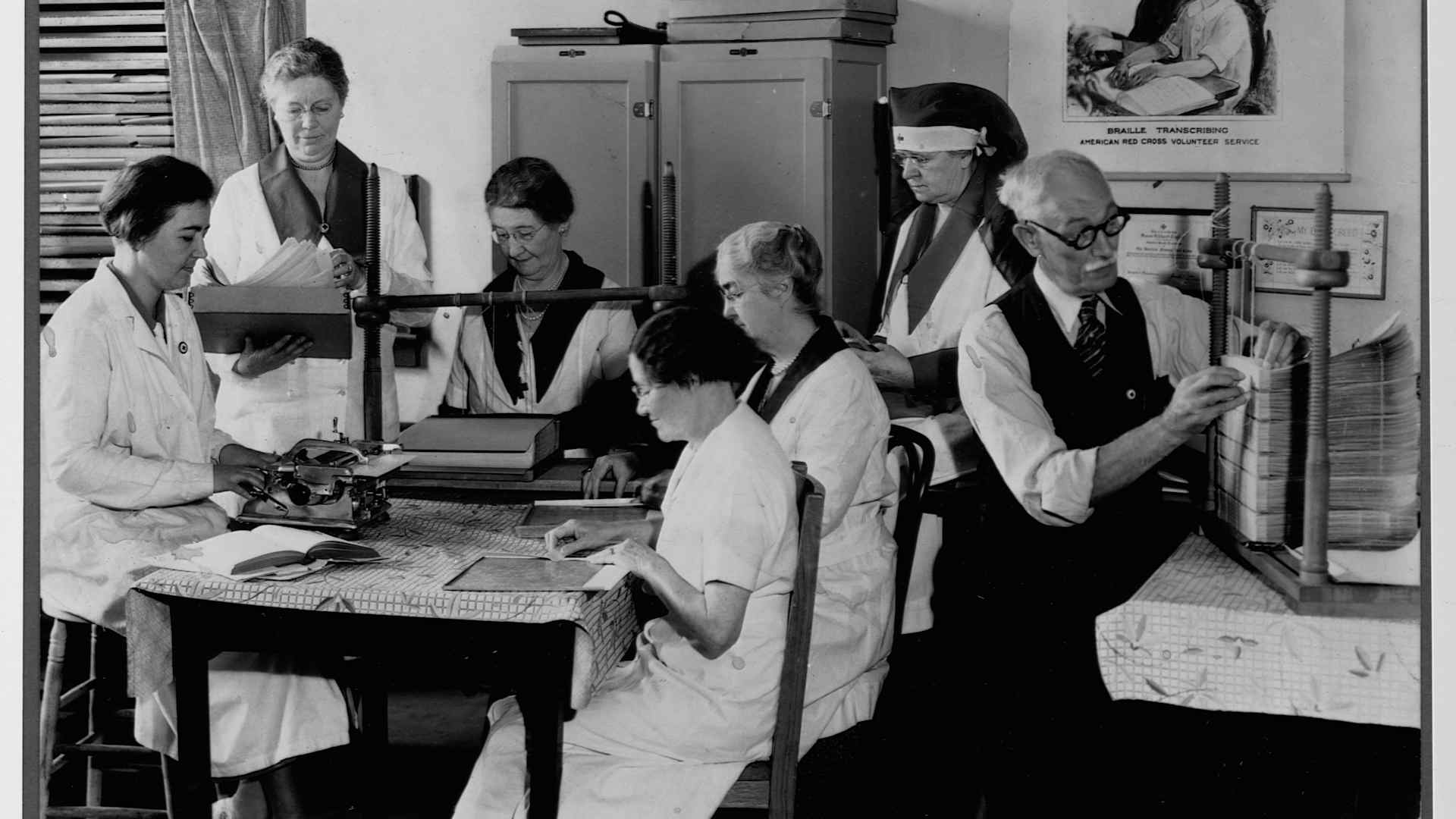 Red Cross Volunteers Transcribing Books into Braille